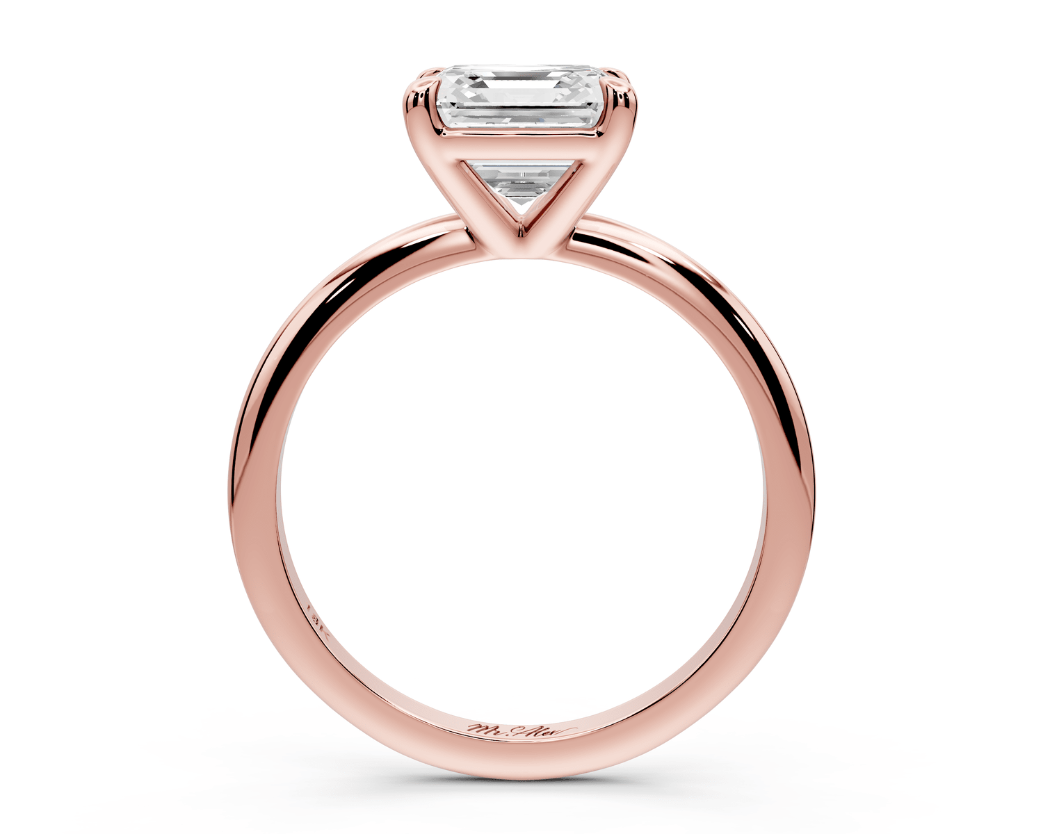 Odessa - 2ct 18k rose gold princess Knife Edge Solitaire Engagement Ring - Mr. Alex Jewelry