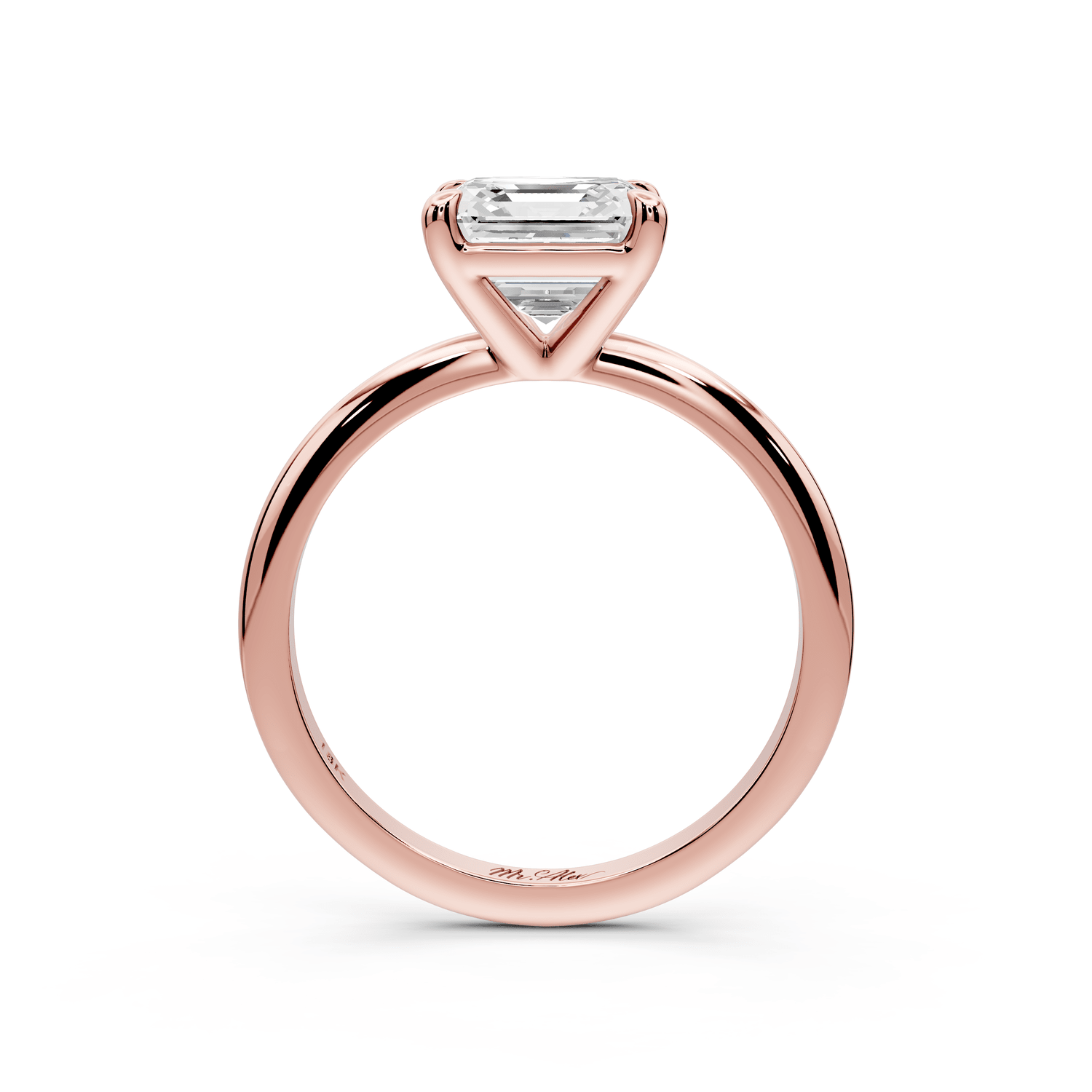 Odessa - 2ct 18k rose gold princess Knife Edge Solitaire Engagement Ring - Mr. Alex Jewelry