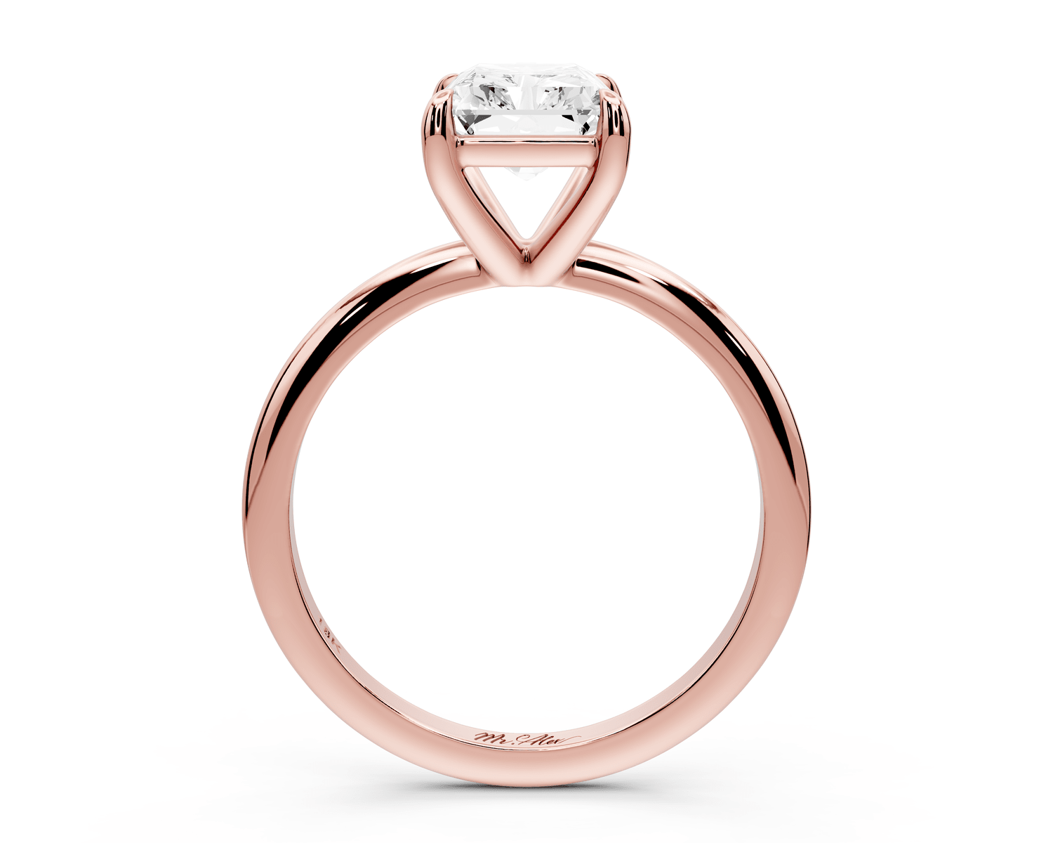 Odessa - 2ct 18k rose gold radiant Knife Edge Solitaire Engagement Ring - Mr. Alex Jewelry