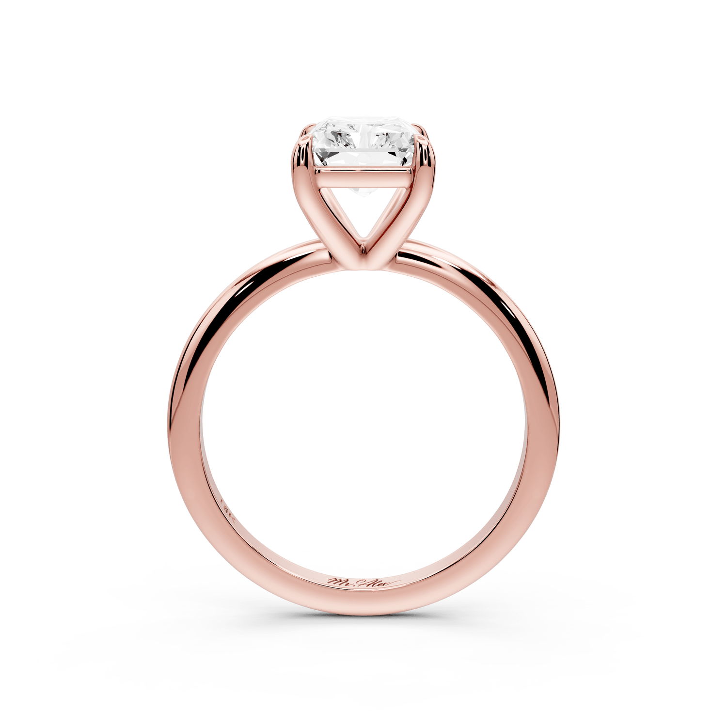 Odessa - 2ct 18k rose gold radiant Knife Edge Solitaire Engagement Ring - Mr. Alex Jewelry