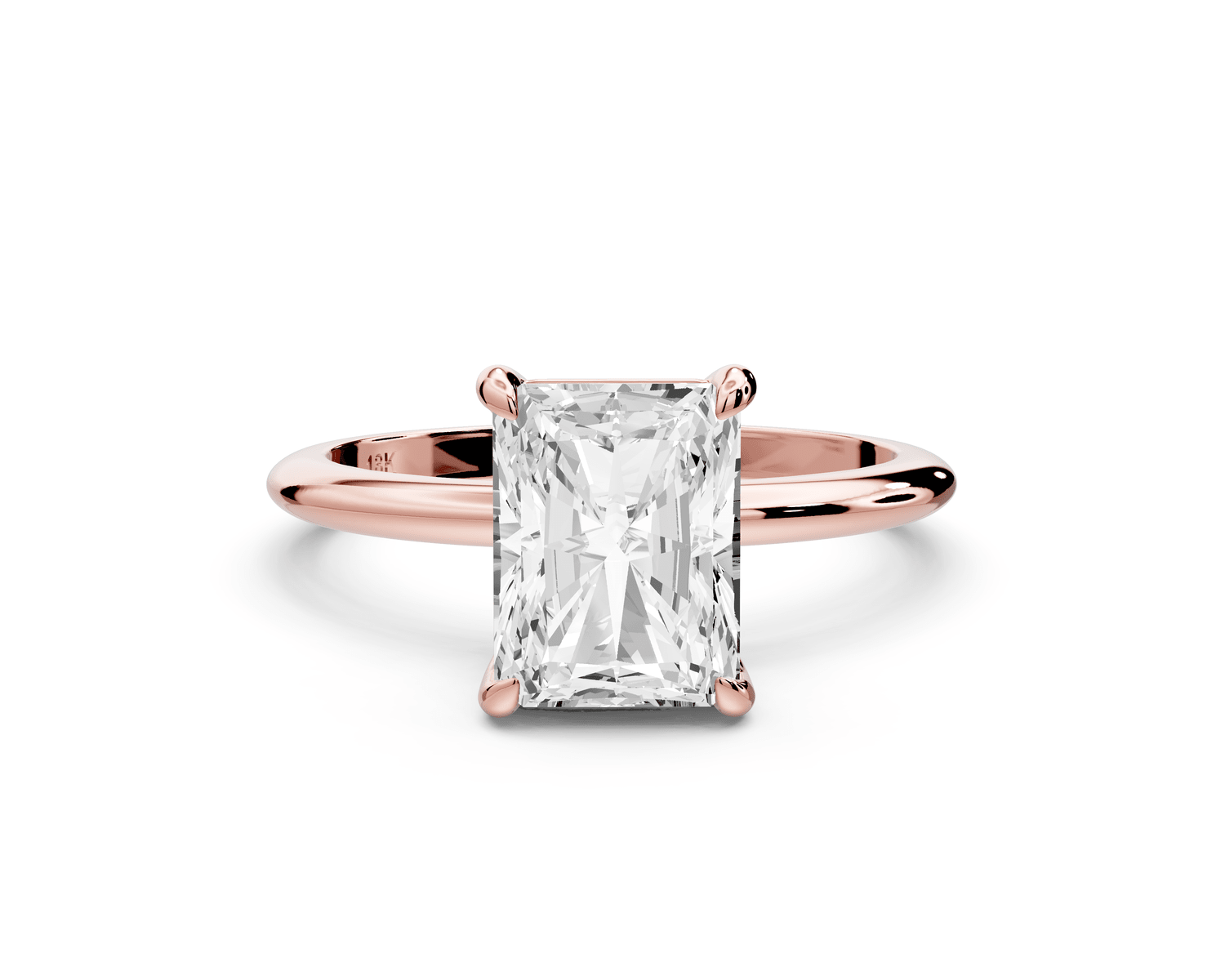 Odessa - 2ct 18k rose gold radiant Knife Edge Solitaire Engagement Ring - Mr. Alex Jewelry