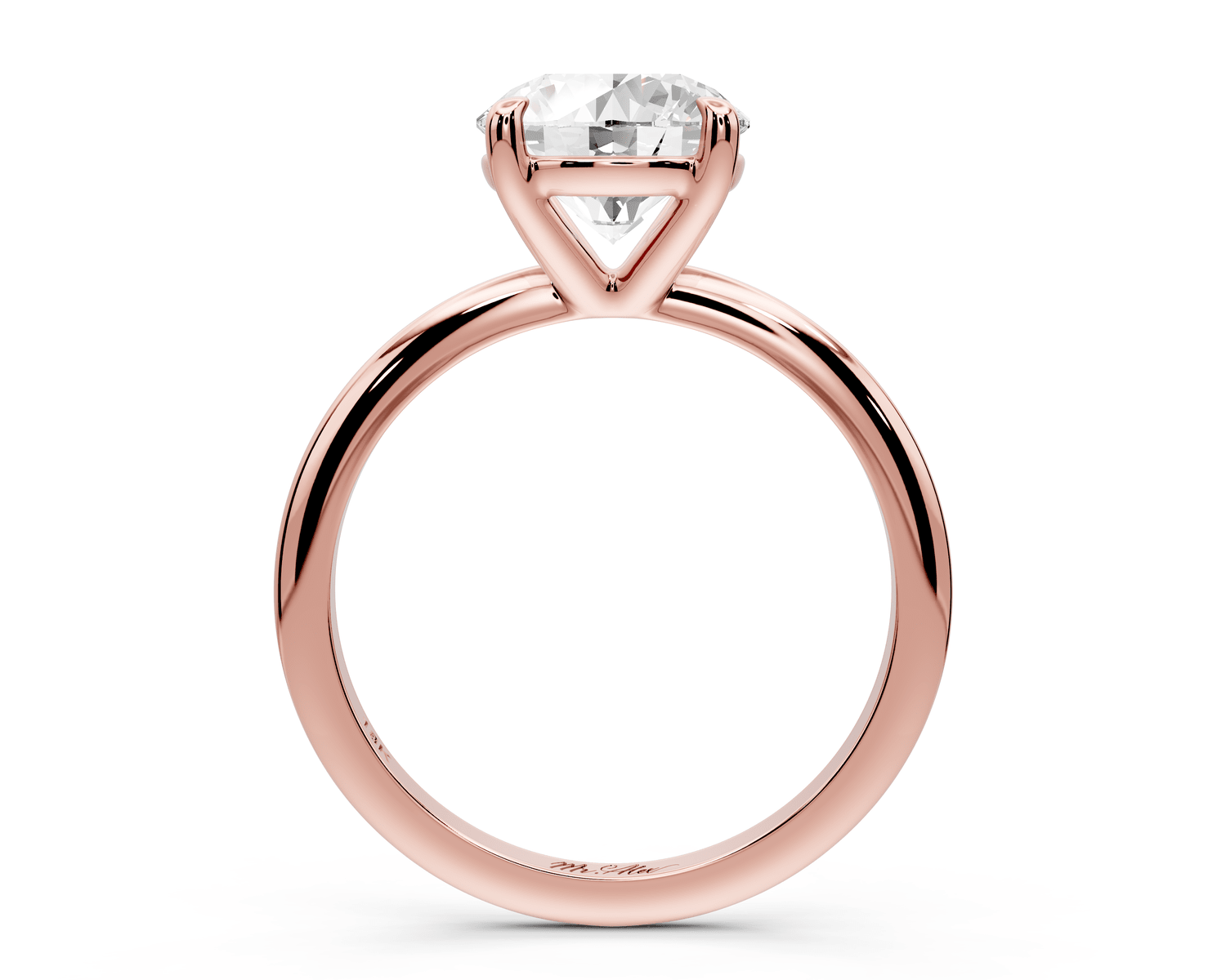 Odessa - 2ct 18k rose gold round Knife Edge Solitaire Engagement Ring - Mr. Alex Jewelry