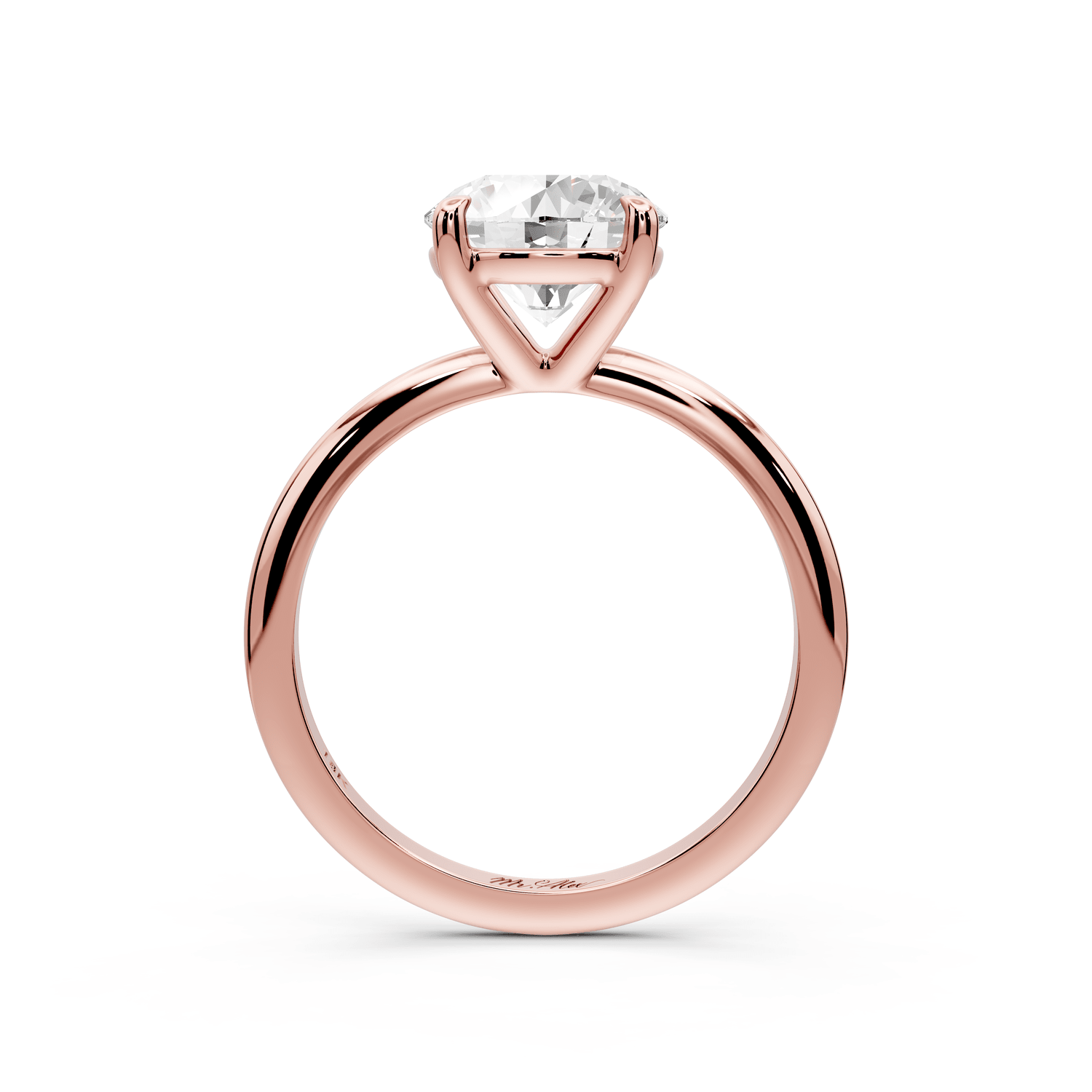 Odessa - 2ct 18k rose gold round Knife Edge Solitaire Engagement Ring - Mr. Alex Jewelry