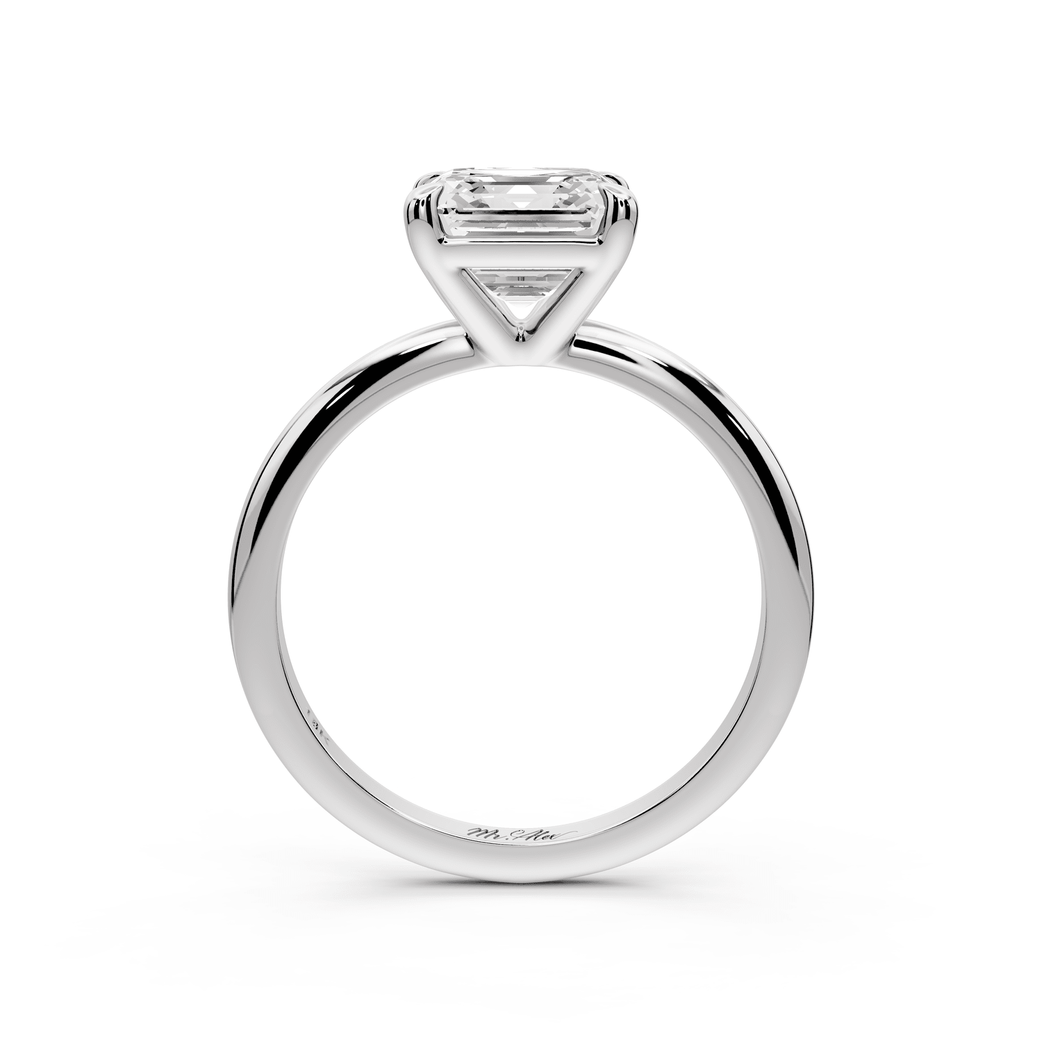 Odessa - 2ct 18k white gold asscher Knife Edge Solitaire Engagement Ring - Mr. Alex Jewelry
