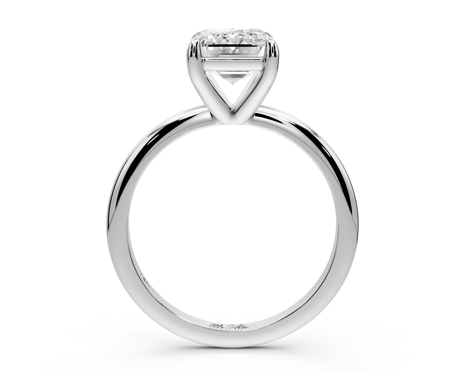 Odessa - 2ct 18k white gold emerald Knife Edge Solitaire Engagement Ring - Mr. Alex Jewelry