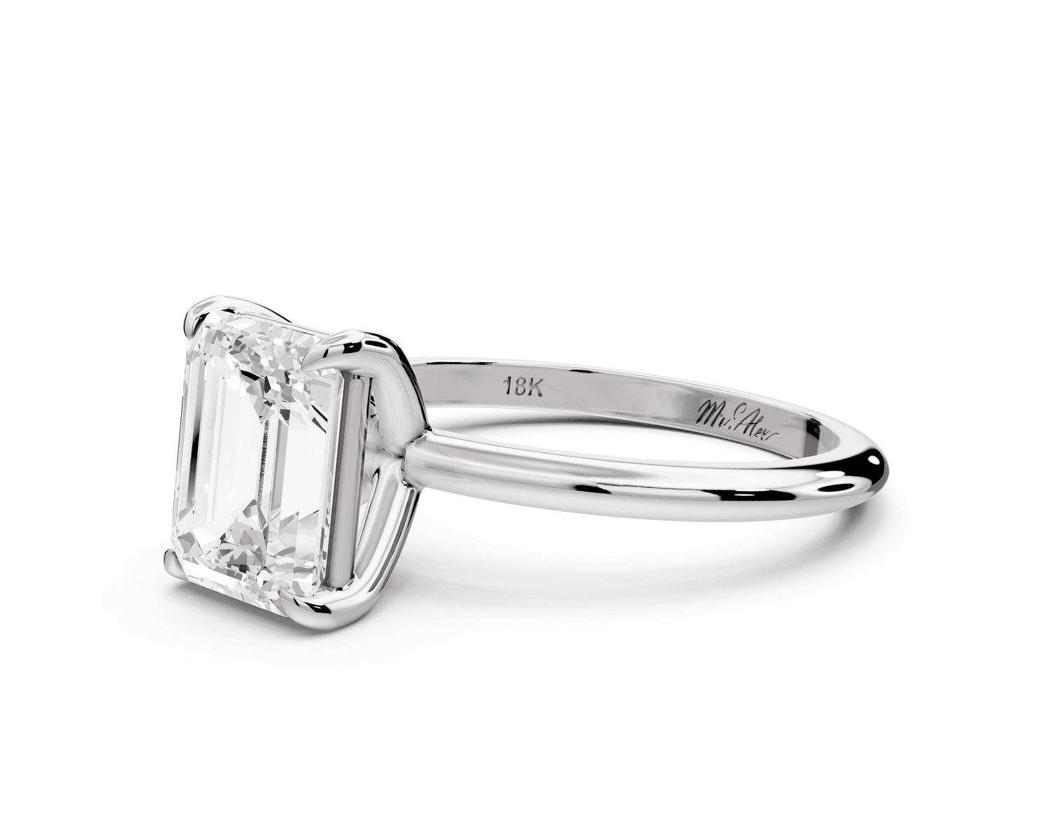 Odessa - 2ct 18k white gold emerald Knife Edge Solitaire Engagement Ring - Mr. Alex Jewelry