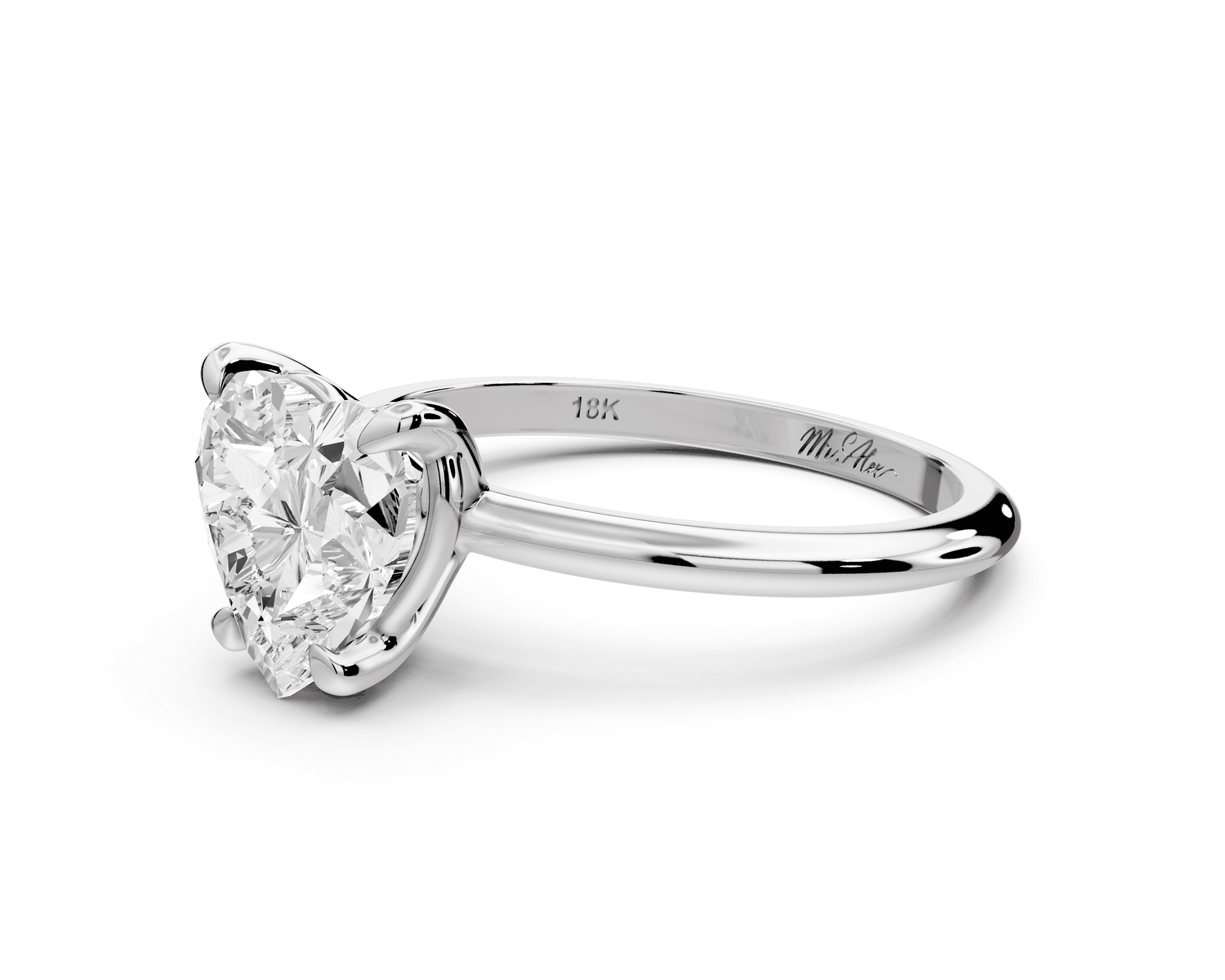 Odessa - 2ct 18k white gold heart Knife Edge Solitaire Engagement Ring - Mr. Alex Jewelry