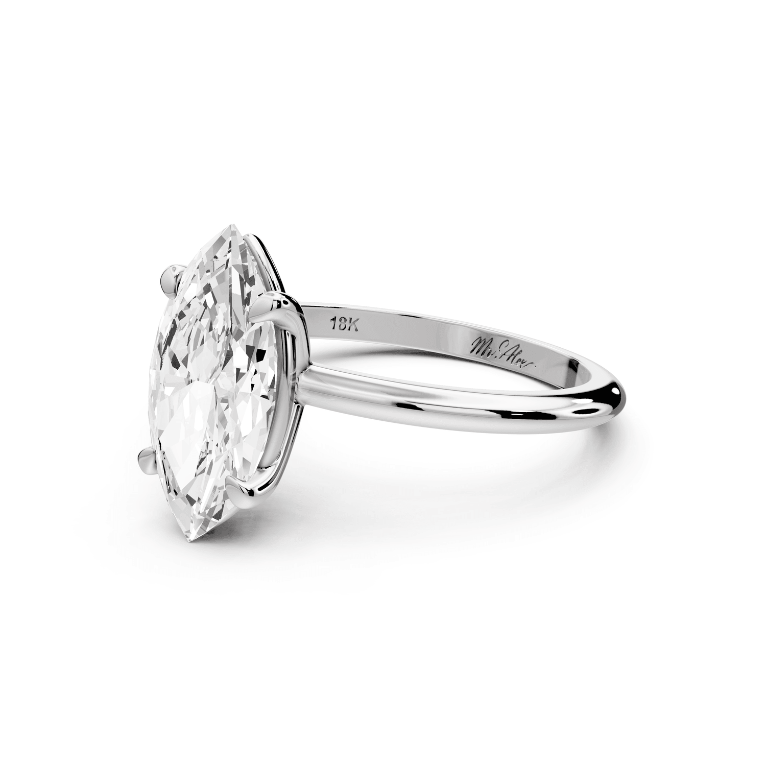 Odessa - 2ct 18k white gold marquise Knife Edge Solitaire Engagement Ring - Mr. Alex Jewelry