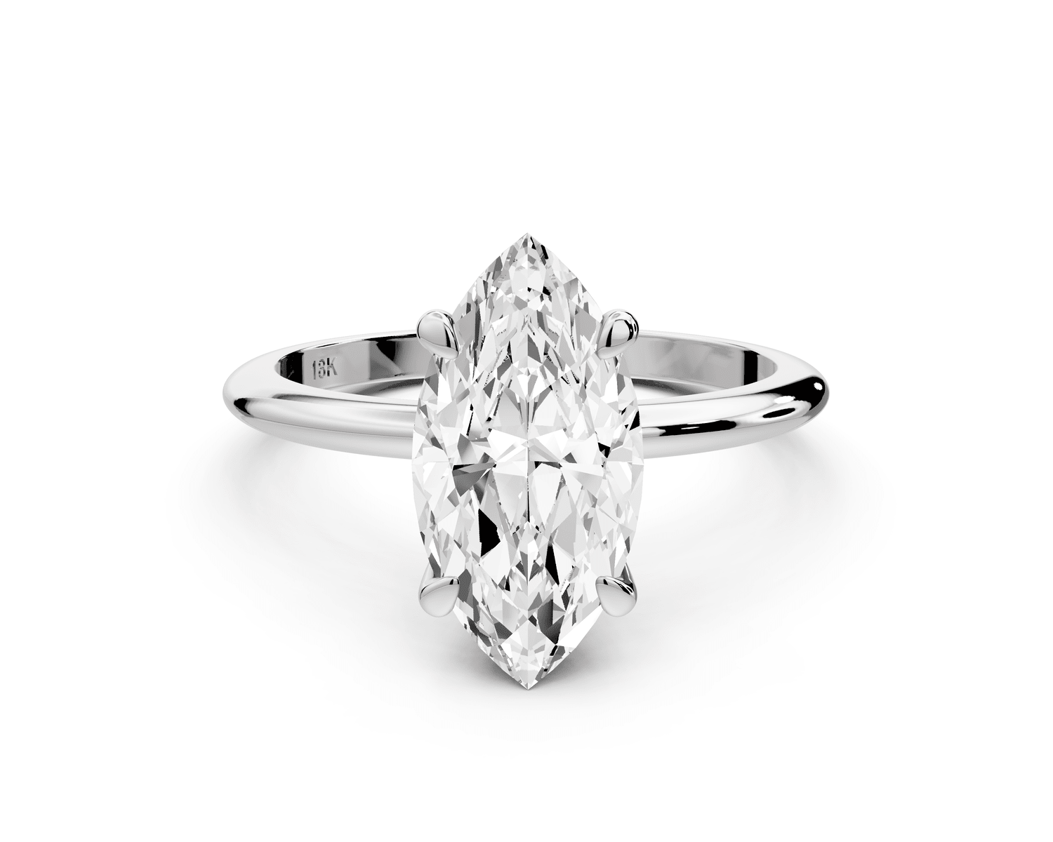 Odessa - 2ct 18k white gold marquise Knife Edge Solitaire Engagement Ring - Mr. Alex Jewelry