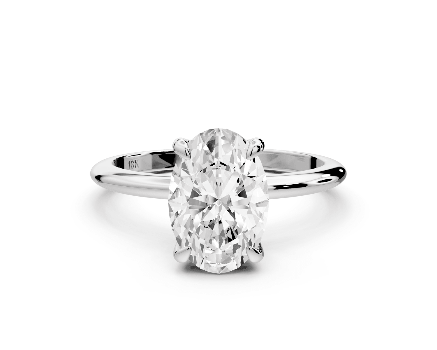 Odessa - 2ct 18k white gold oval Knife Edge Solitaire Engagement Ring - Mr. Alex Jewelry