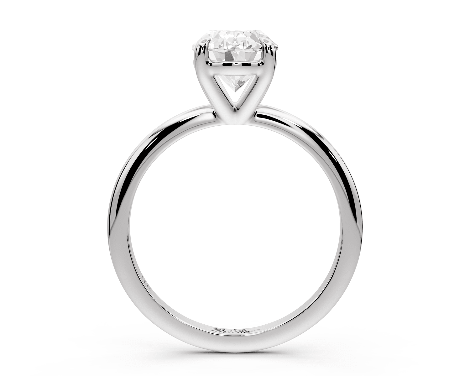 Odessa - 2ct 18k white gold oval Knife Edge Solitaire Engagement Ring - Mr. Alex Jewelry