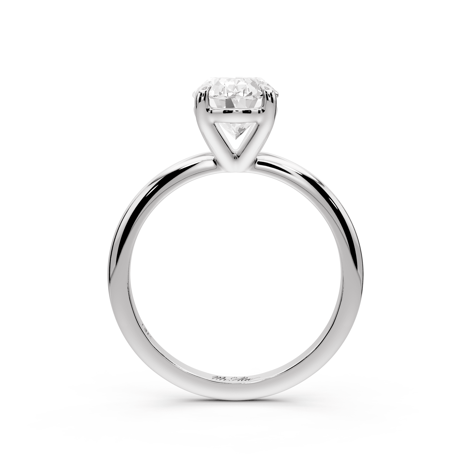Odessa - 2ct 18k white gold oval Knife Edge Solitaire Engagement Ring - Mr. Alex Jewelry