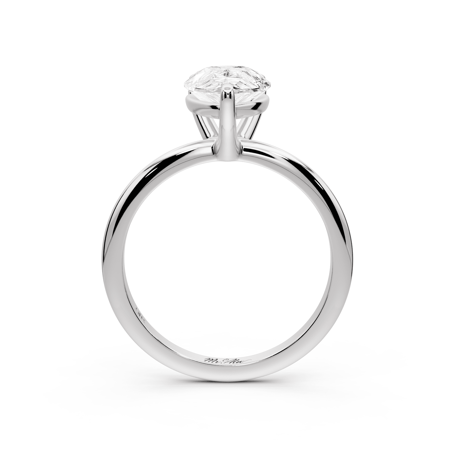 Odessa - 2ct 18k white gold pear Knife Edge Solitaire Engagement Ring - Mr. Alex Jewelry