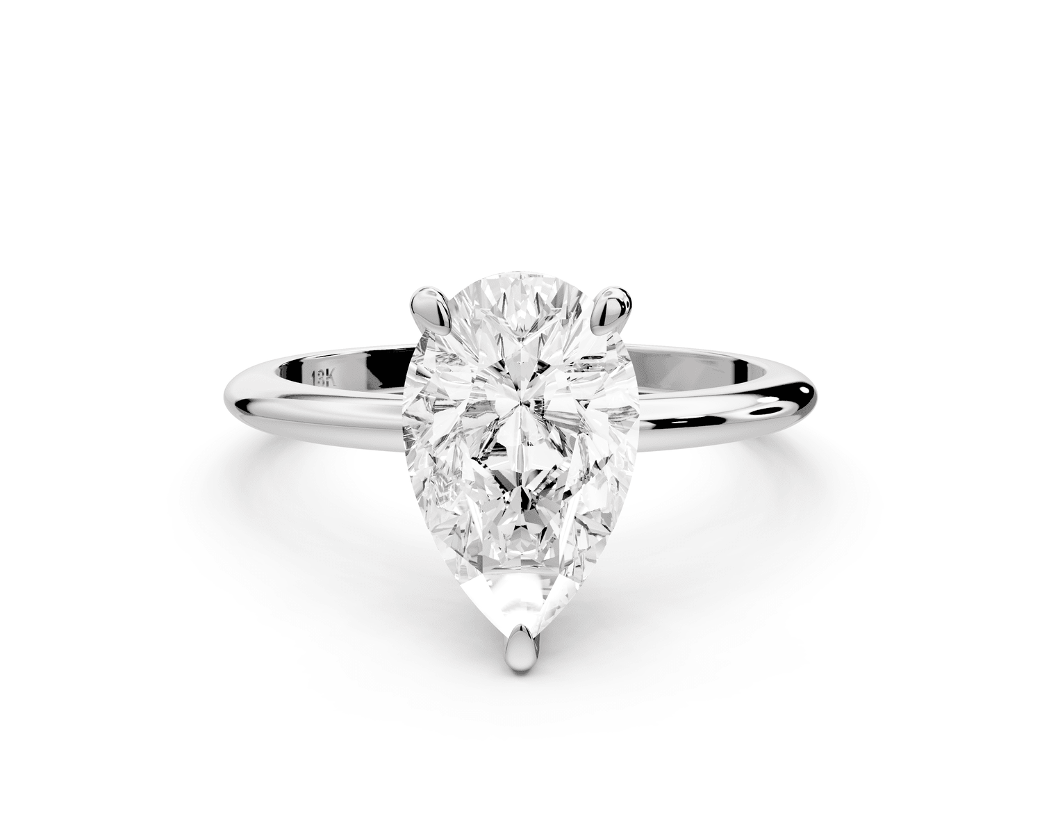 Odessa - 2ct 18k white gold pear Knife Edge Solitaire Engagement Ring - Mr. Alex Jewelry