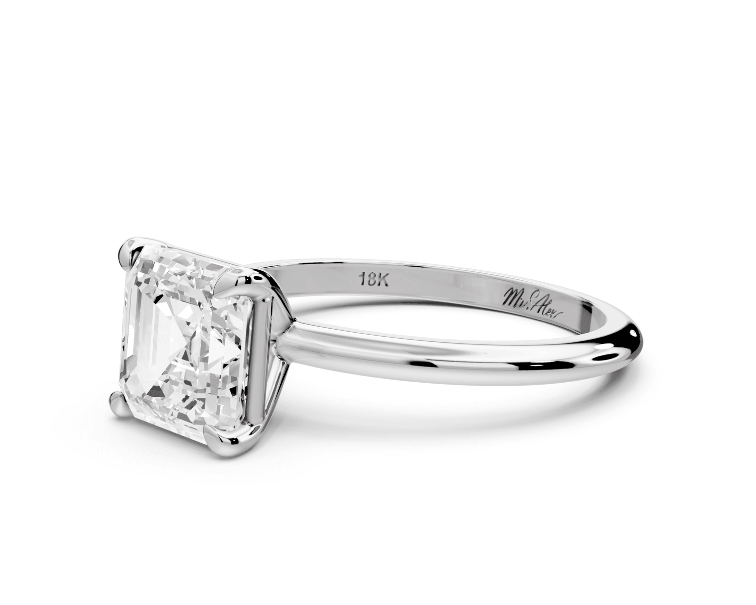 Odessa - 2ct 18k white gold princess Knife Edge Solitaire Engagement Ring - Mr. Alex Jewelry