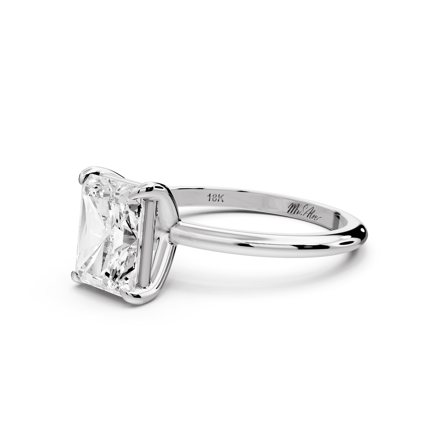 Odessa - 2ct 18k white gold radiant Knife Edge Solitaire Engagement Ring - Mr. Alex Jewelry