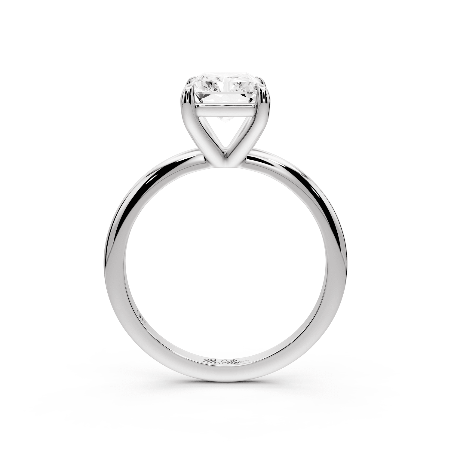 Odessa - 2ct 18k white gold radiant Knife Edge Solitaire Engagement Ring - Mr. Alex Jewelry