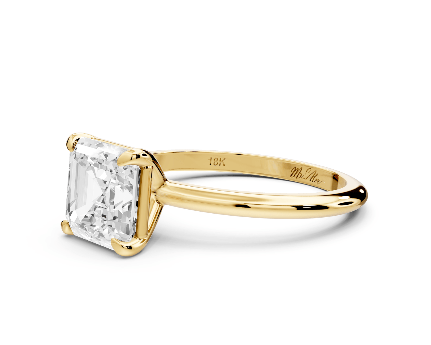 Odessa - 2ct 18k yellow gold asscher Knife Edge Solitaire Engagement Ring - Mr. Alex Jewelry