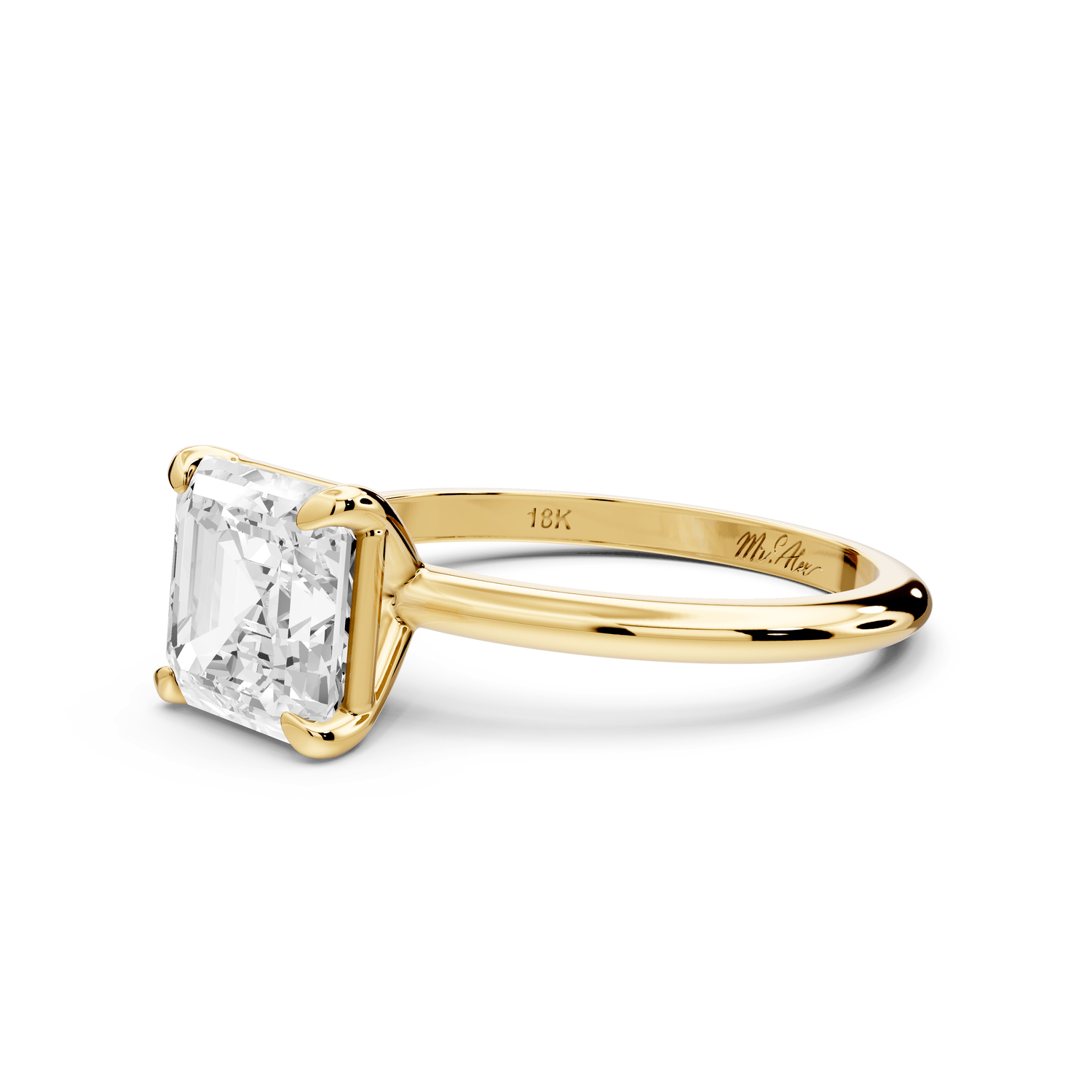 Odessa - 2ct 18k yellow gold asscher Knife Edge Solitaire Engagement Ring - Mr. Alex Jewelry