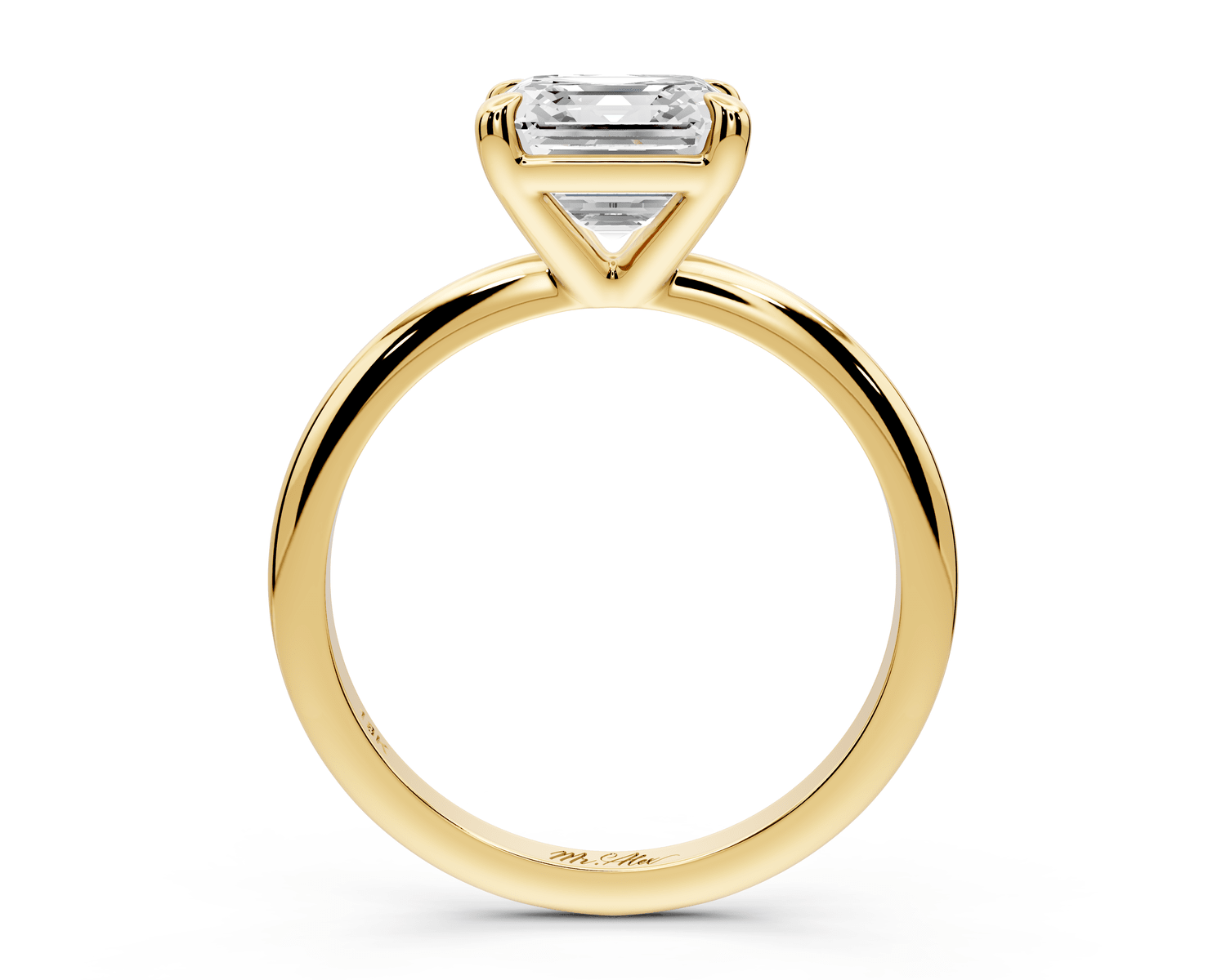 Odessa - 2ct 18k yellow gold asscher Knife Edge Solitaire Engagement Ring - Mr. Alex Jewelry