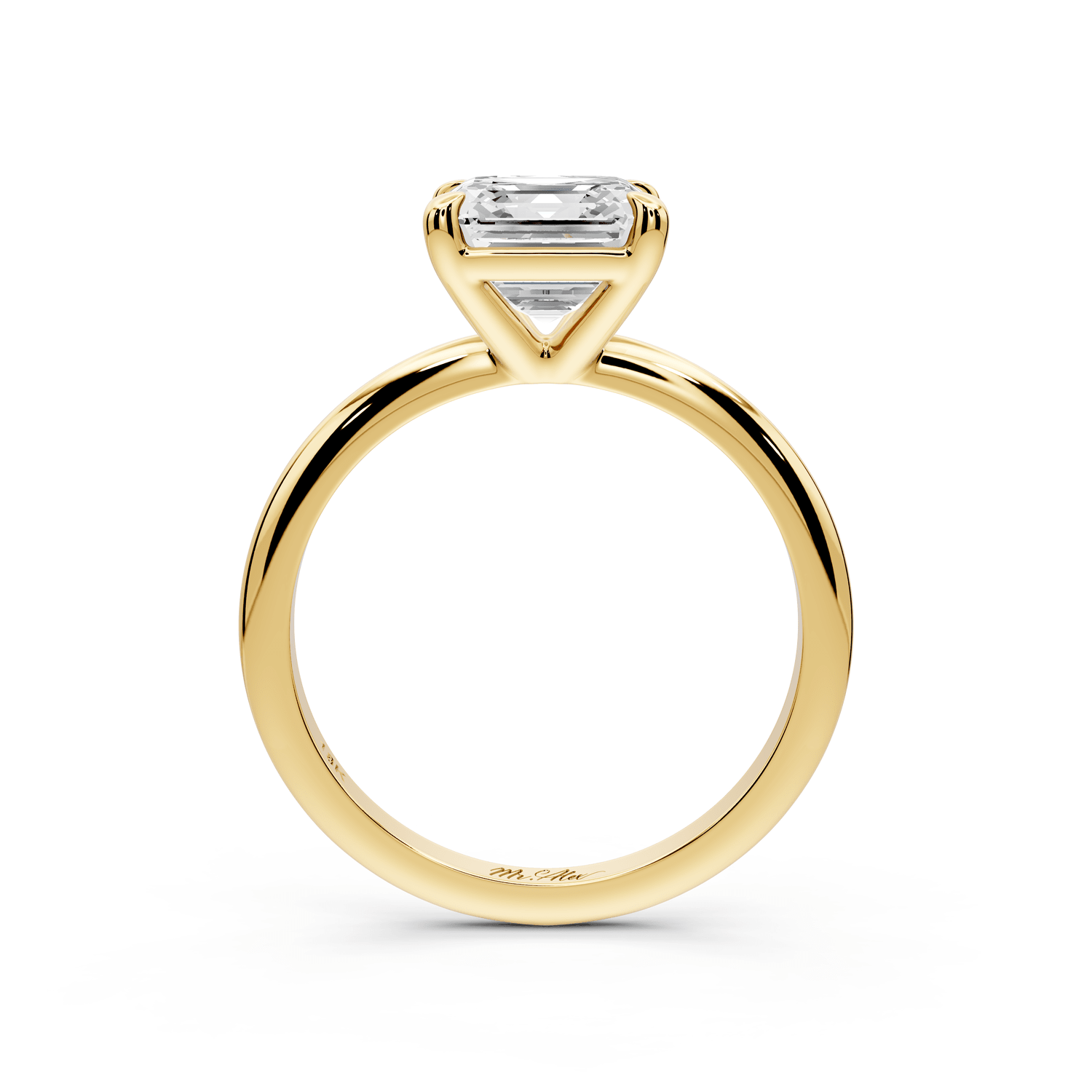 Odessa - 2ct 18k yellow gold asscher Knife Edge Solitaire Engagement Ring - Mr. Alex Jewelry