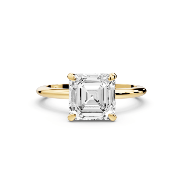 Odessa - 2ct 18k yellow gold asscher Knife Edge Solitaire Engagement Ring - Mr. Alex Jewelry