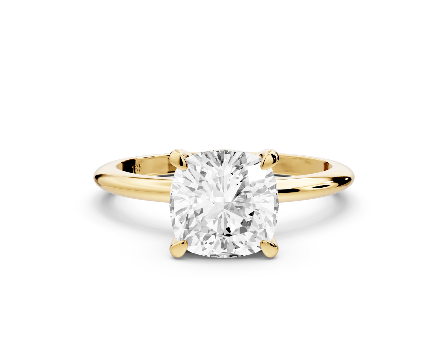 Odessa - 2ct 18k yellow gold cushion Knife Edge Solitaire Engagement Ring - Mr. Alex Jewelry