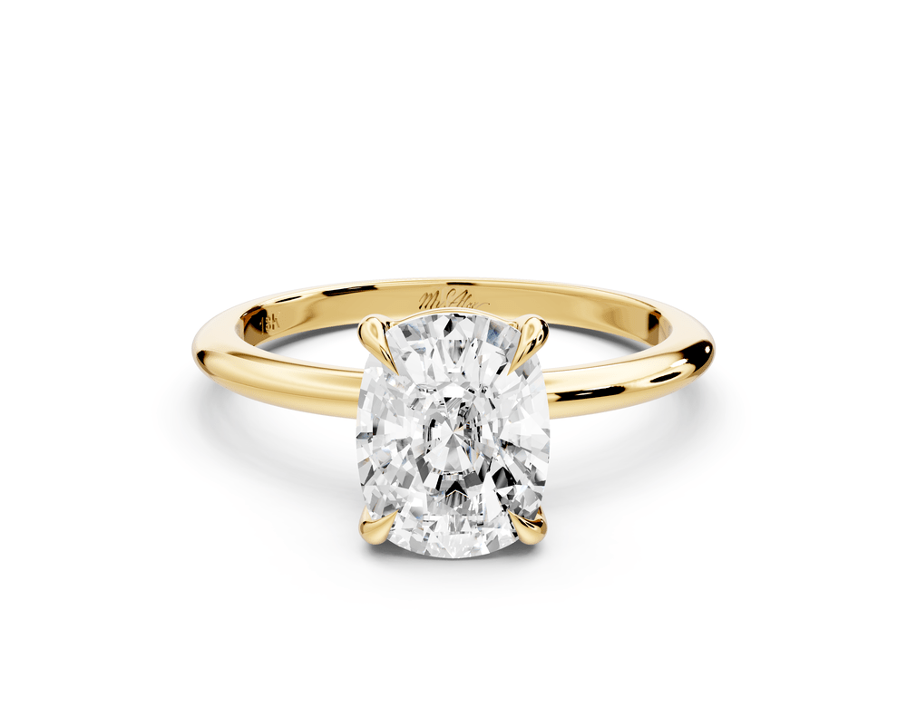 Odessa - 2ct 18k yellow gold Elongated Cushion Knife Edge Solitaire Engagement Ring - Mr. Alex Jewelry