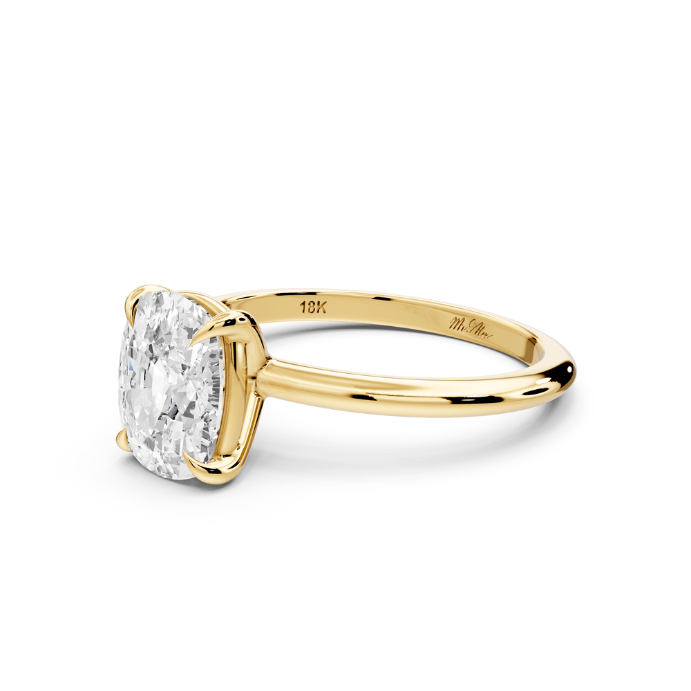 Odessa - 2ct 18k yellow gold Elongated Cushion Knife Edge Solitaire Engagement Ring - Mr. Alex Jewelry