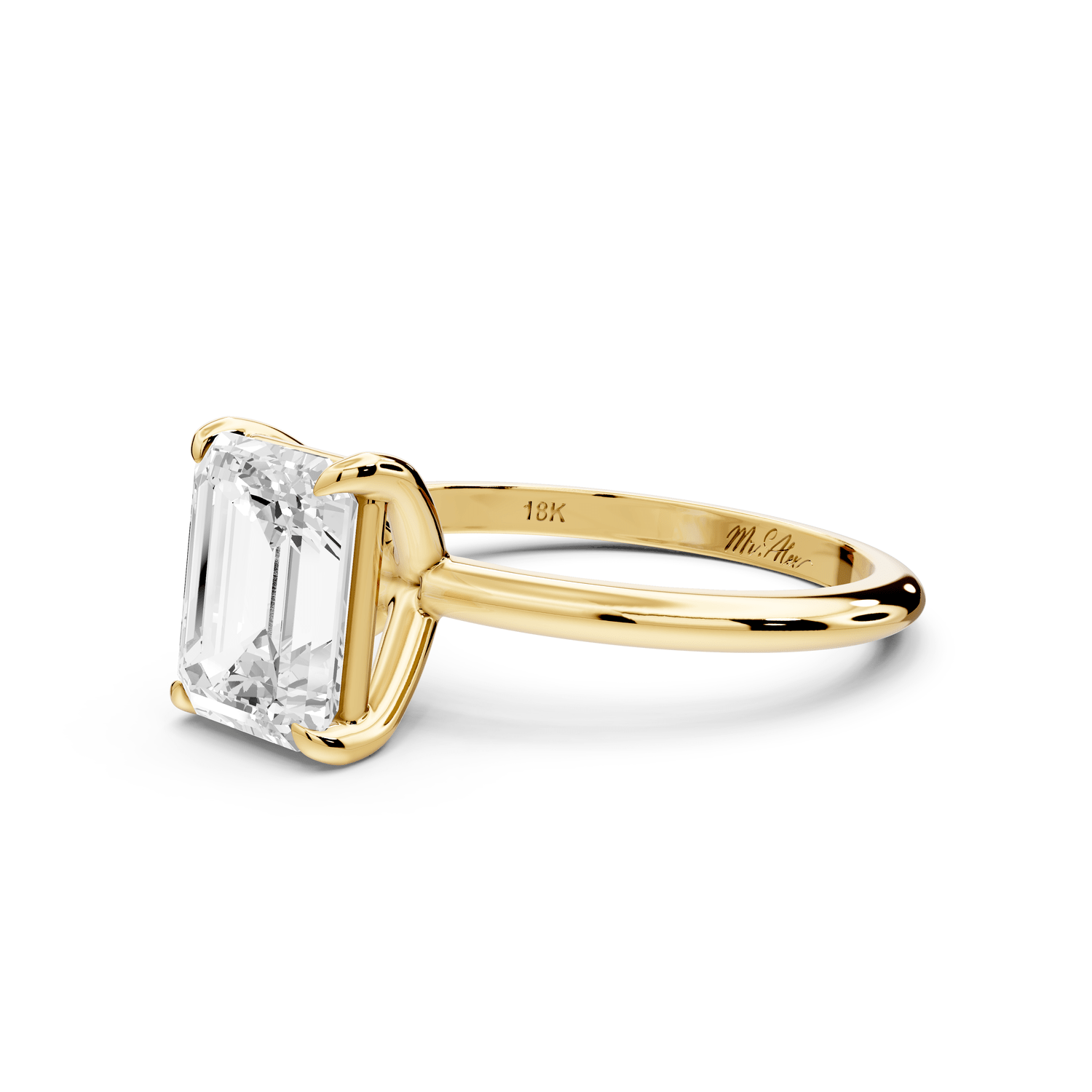 Odessa - 2ct 18k yellow gold emerald Knife Edge Solitaire Engagement Ring - Mr. Alex Jewelry