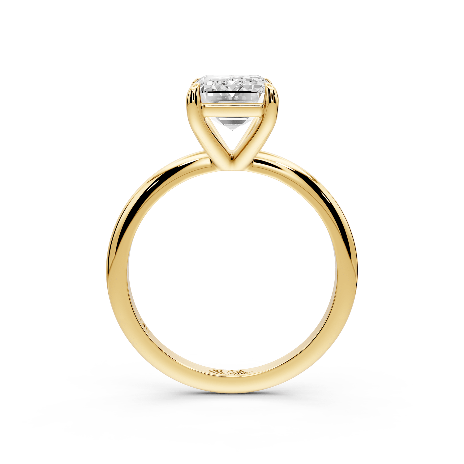 Odessa - 2ct 18k yellow gold emerald Knife Edge Solitaire Engagement Ring - Mr. Alex Jewelry