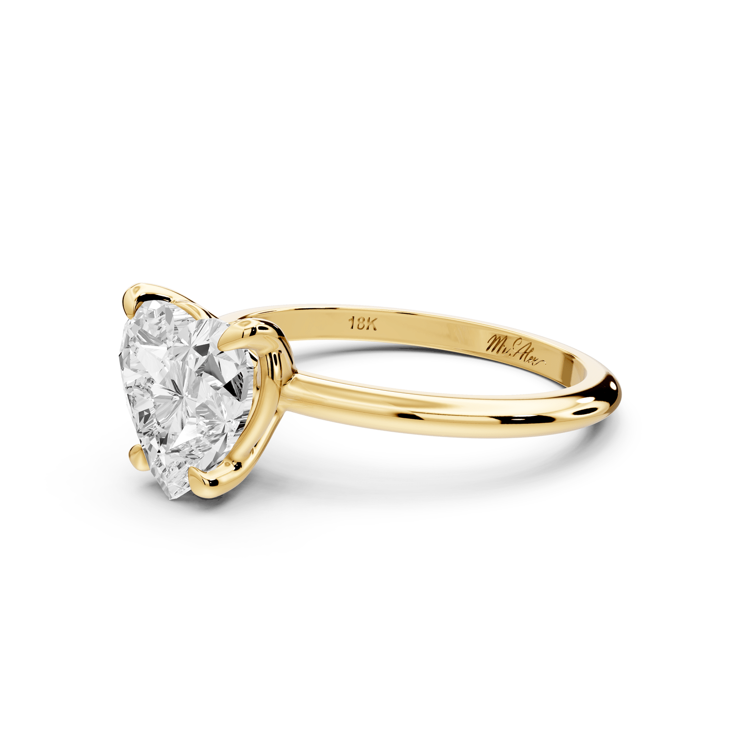 Odessa - 2ct 18k yellow gold heart Knife Edge Solitaire Engagement Ring - Mr. Alex Jewelry