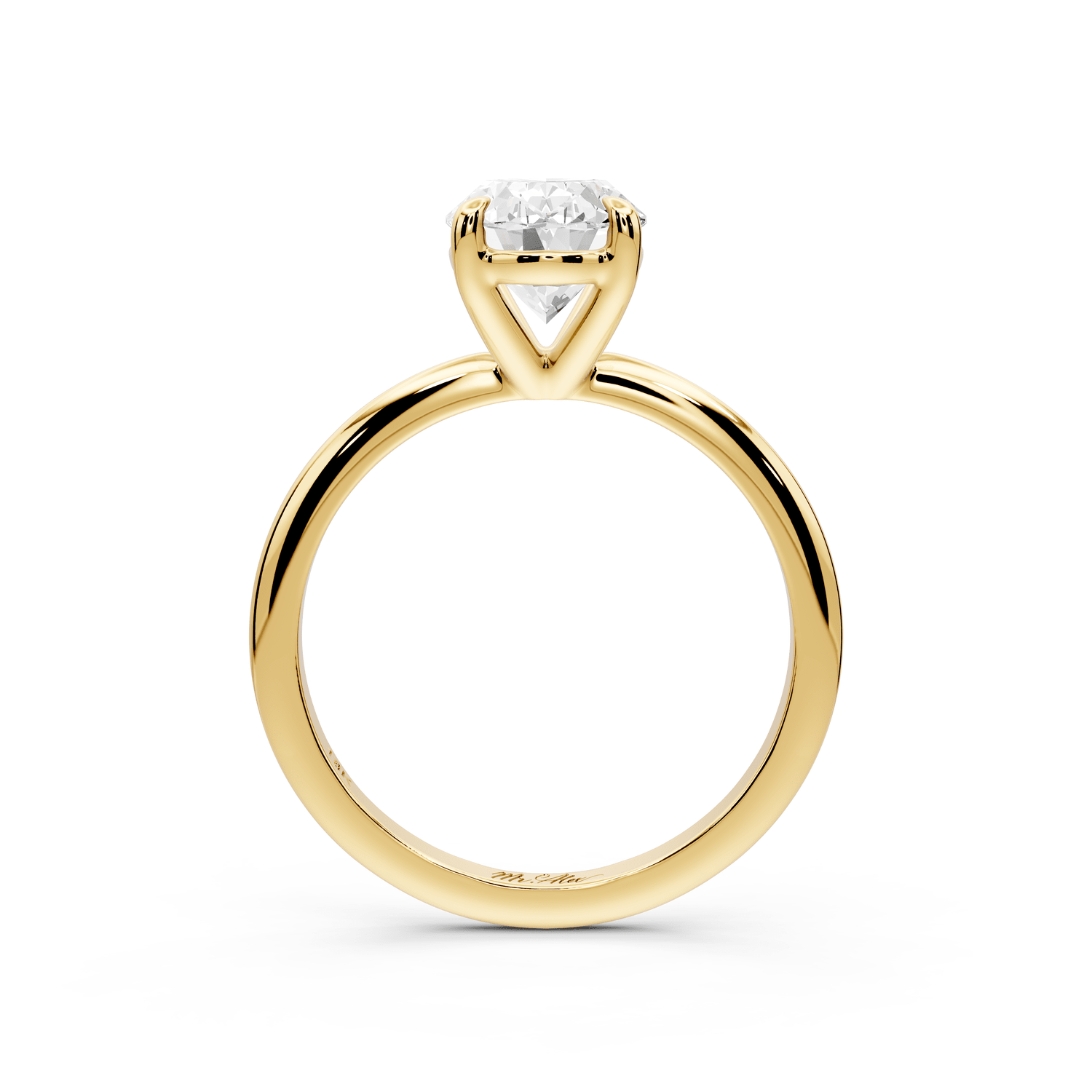 Odessa - 2ct 18k yellow gold oval Knife Edge Solitaire Engagement Ring - Mr. Alex Jewelry