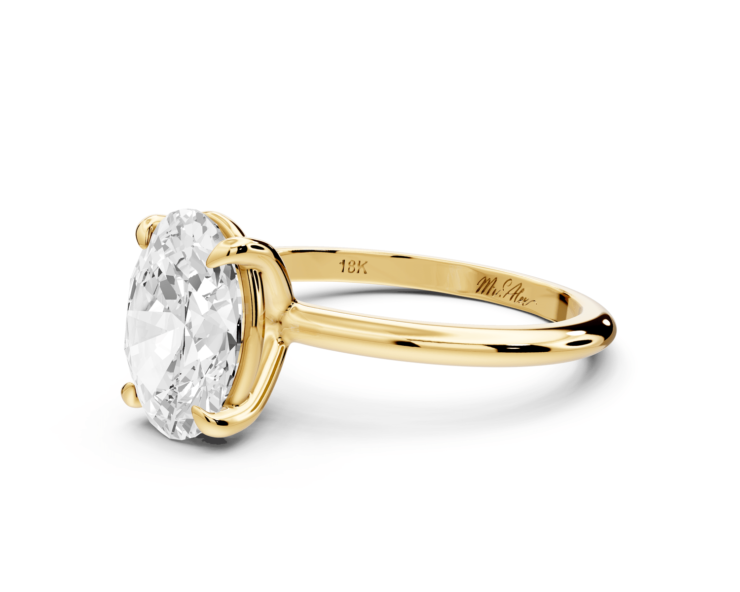 Odessa - 2ct 18k yellow gold oval Knife Edge Solitaire Engagement Ring - Mr. Alex Jewelry