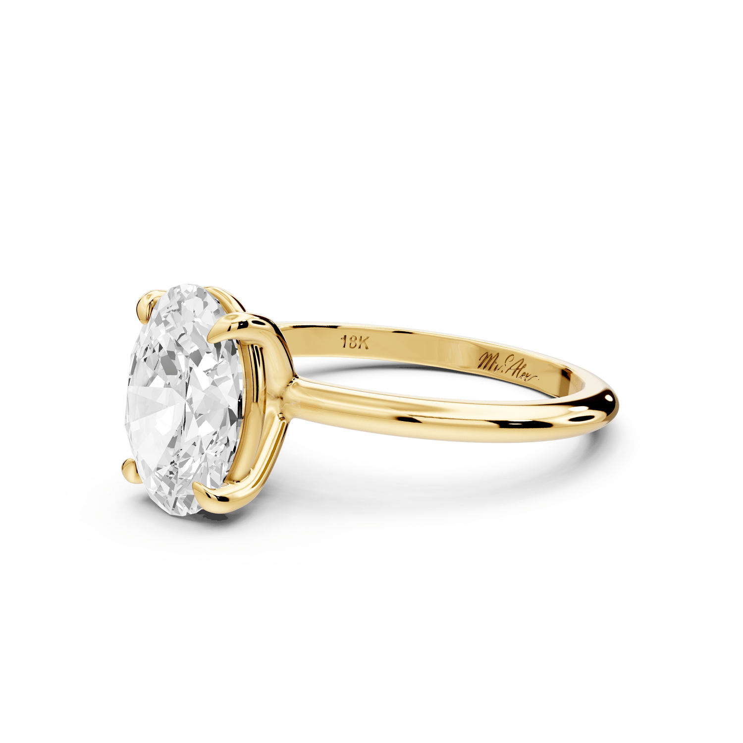 Odessa - 2ct 18k yellow gold oval Knife Edge Solitaire Engagement Ring - Mr. Alex Jewelry