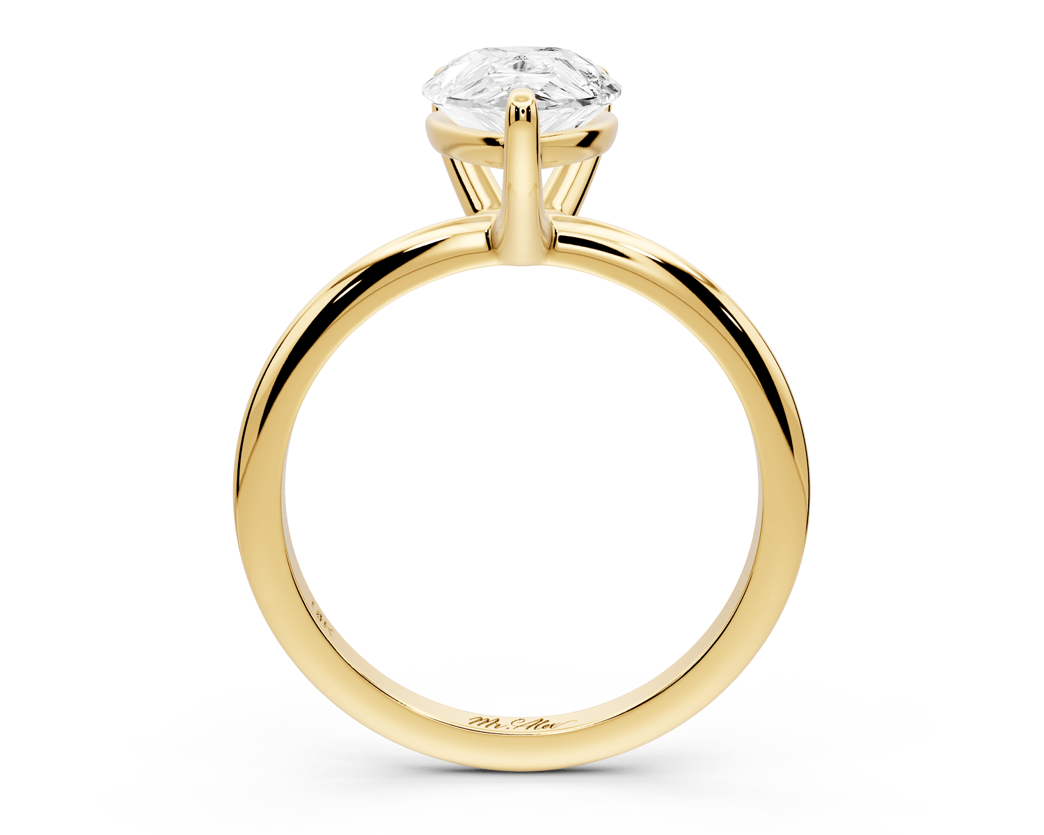 Odessa - 2ct 18k yellow gold pear Knife Edge Solitaire Engagement Ring - Mr. Alex Jewelry