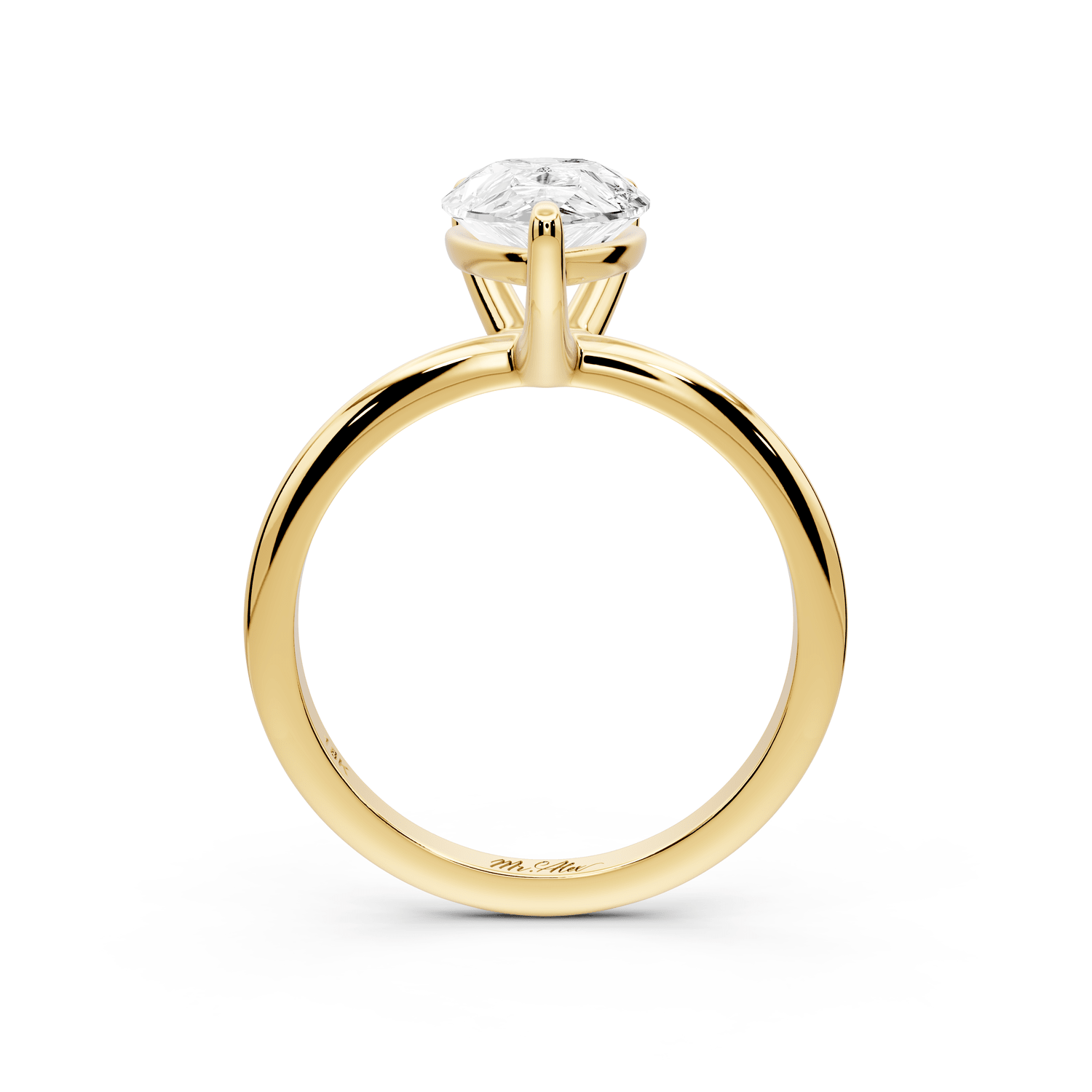 Odessa - 2ct 18k yellow gold pear Knife Edge Solitaire Engagement Ring - Mr. Alex Jewelry
