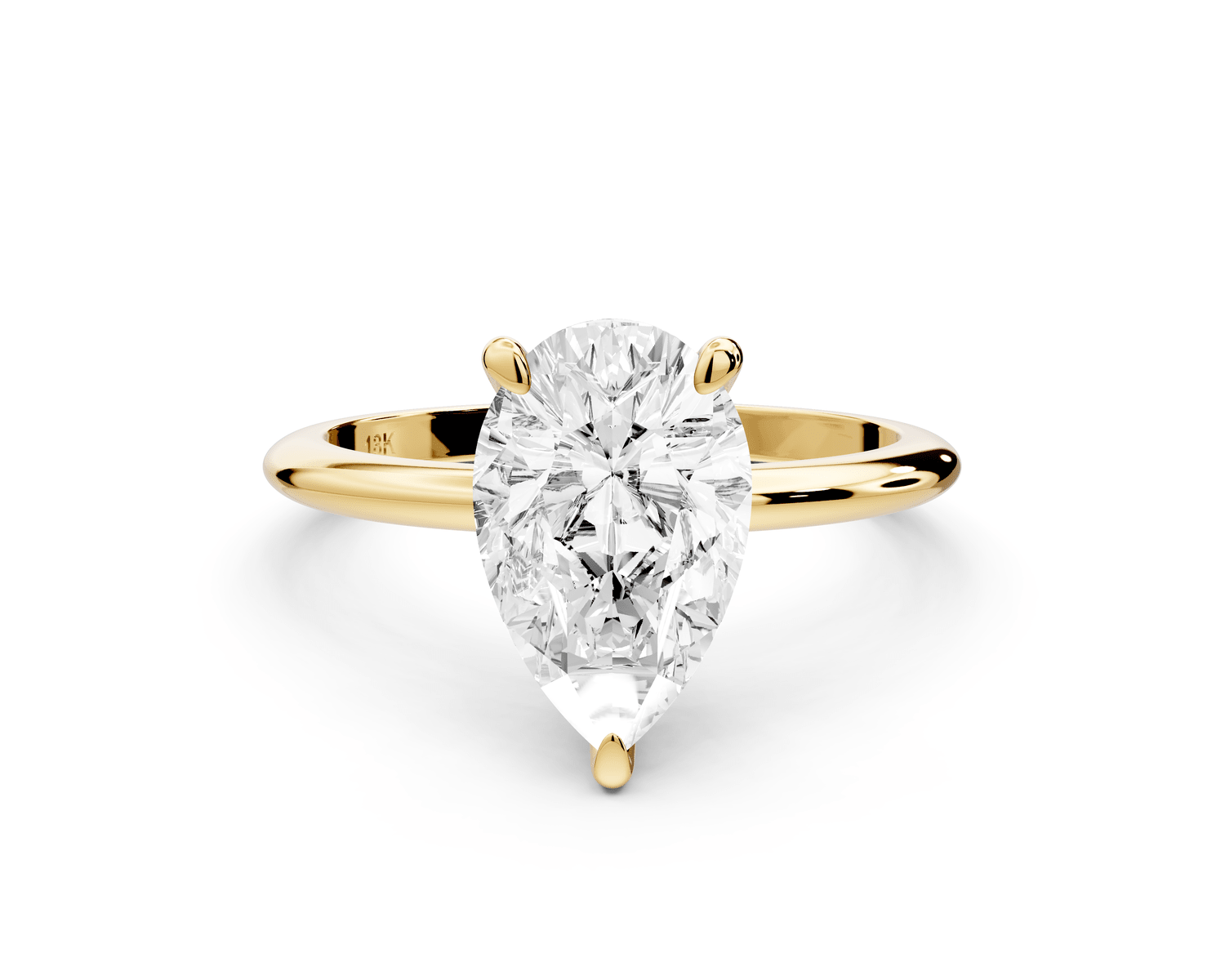 Odessa - 2ct 18k yellow gold pear Knife Edge Solitaire Engagement Ring - Mr. Alex Jewelry