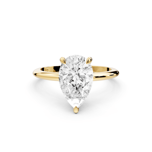 Odessa - 2ct 18k yellow gold pear Knife Edge Solitaire Engagement Ring - Mr. Alex Jewelry
