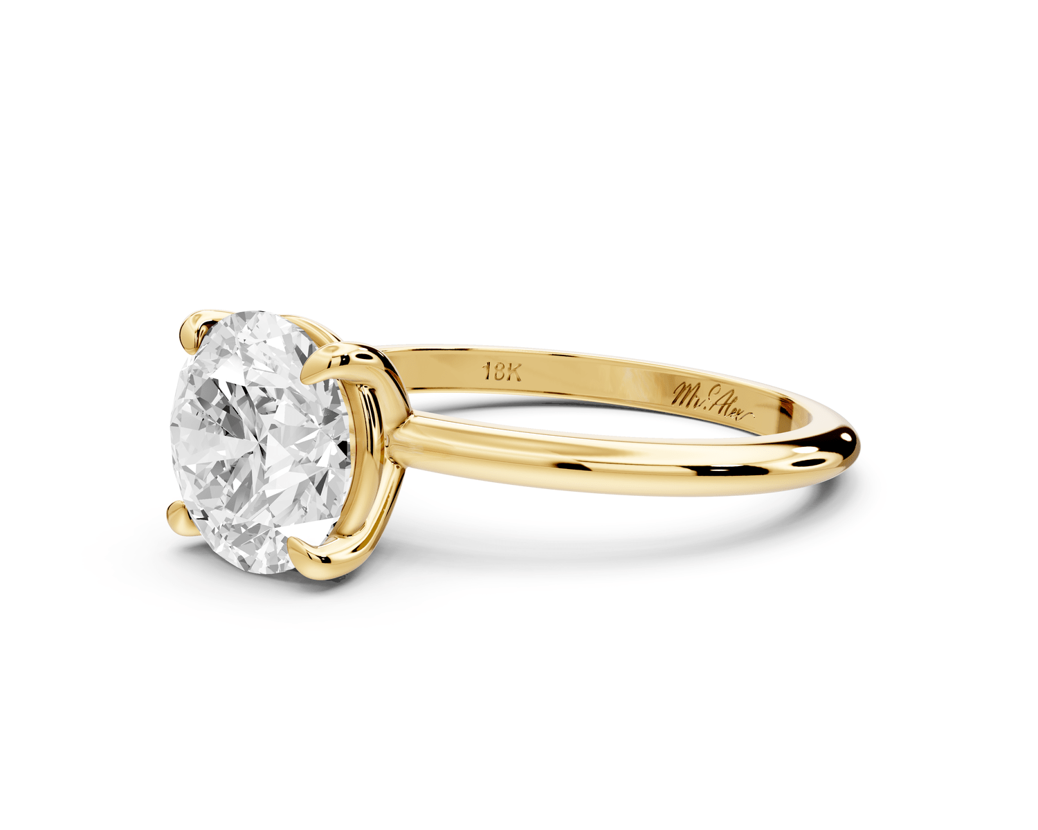 Odessa - 2ct 18k yellow gold round Knife Edge Solitaire Engagement Ring - Mr. Alex Jewelry