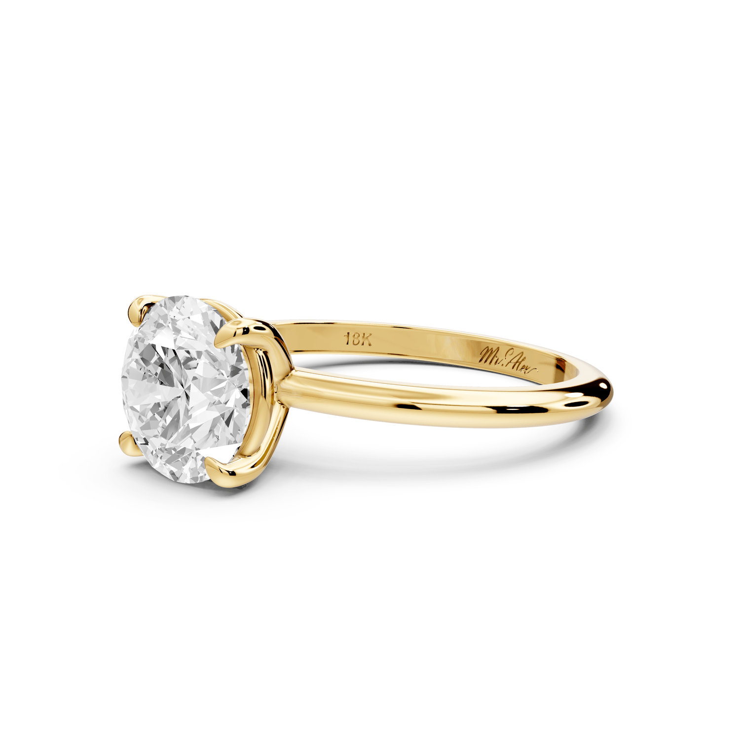 Odessa - 2ct 18k yellow gold round Knife Edge Solitaire Engagement Ring - Mr. Alex Jewelry