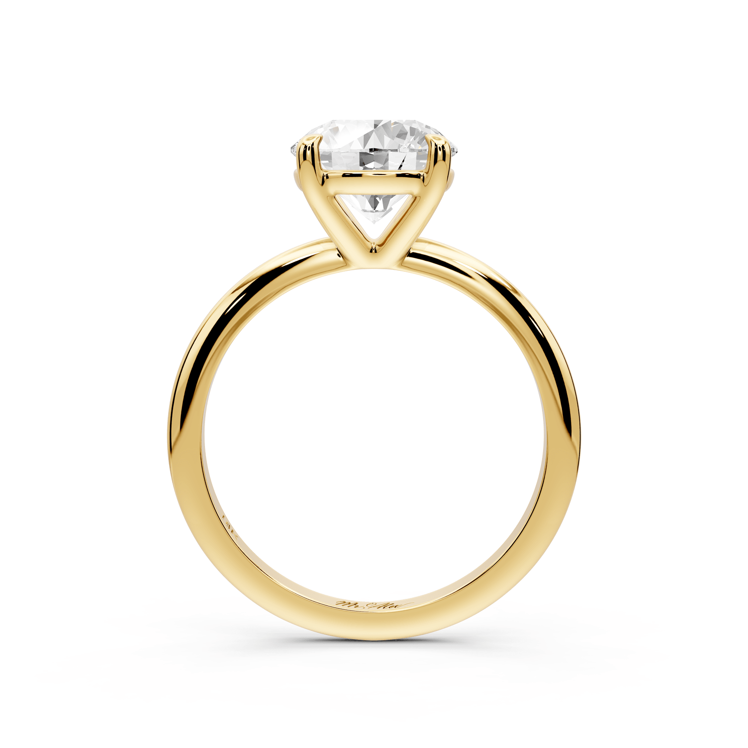 Odessa - 2ct 18k yellow gold round Knife Edge Solitaire Engagement Ring - Mr. Alex Jewelry