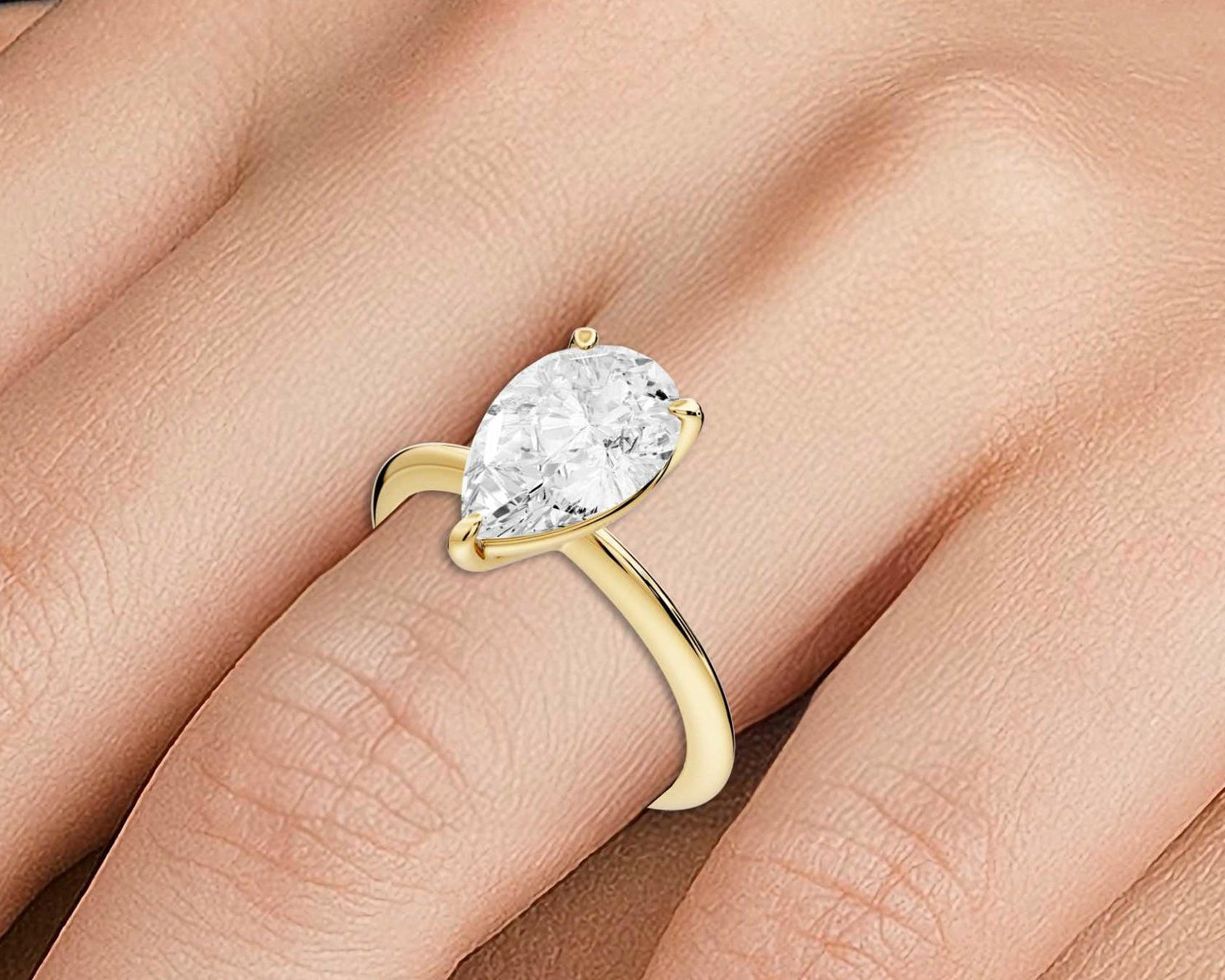 Odessa - 2ct pear Engagement Ring 18k yellow gold - Mr. Alex Jewelry