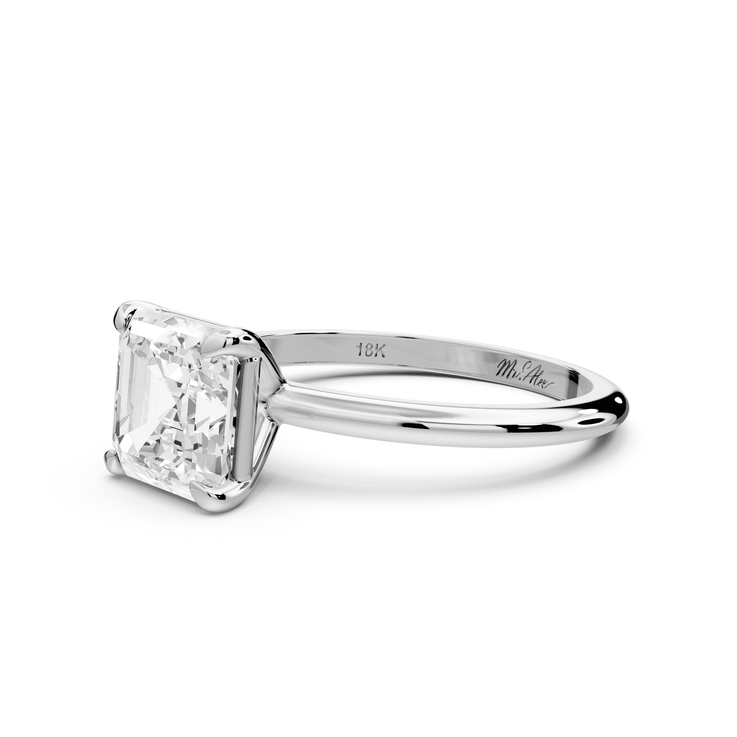 Odessa - 2ct platinum asscher Knife Edge Solitaire Engagement Ring - Mr. Alex Jewelry