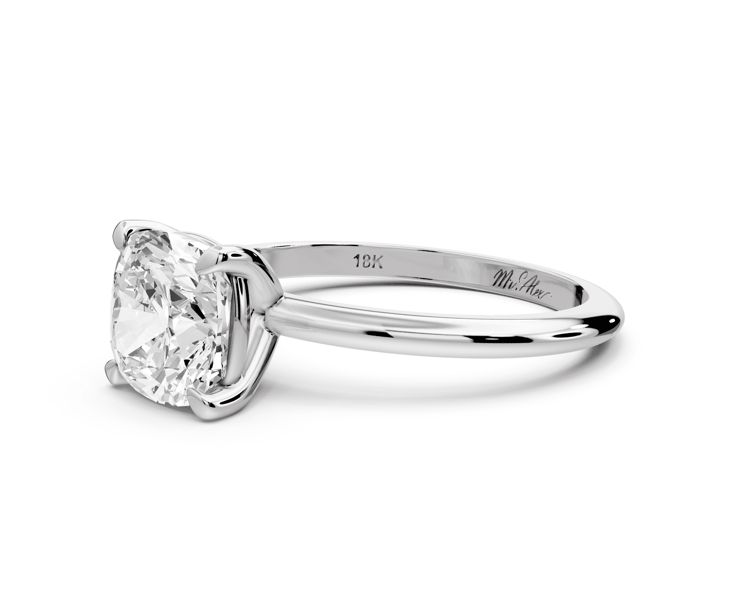 Odessa - 2ct platinum cushion Knife Edge Solitaire Engagement Ring - Mr. Alex Jewelry