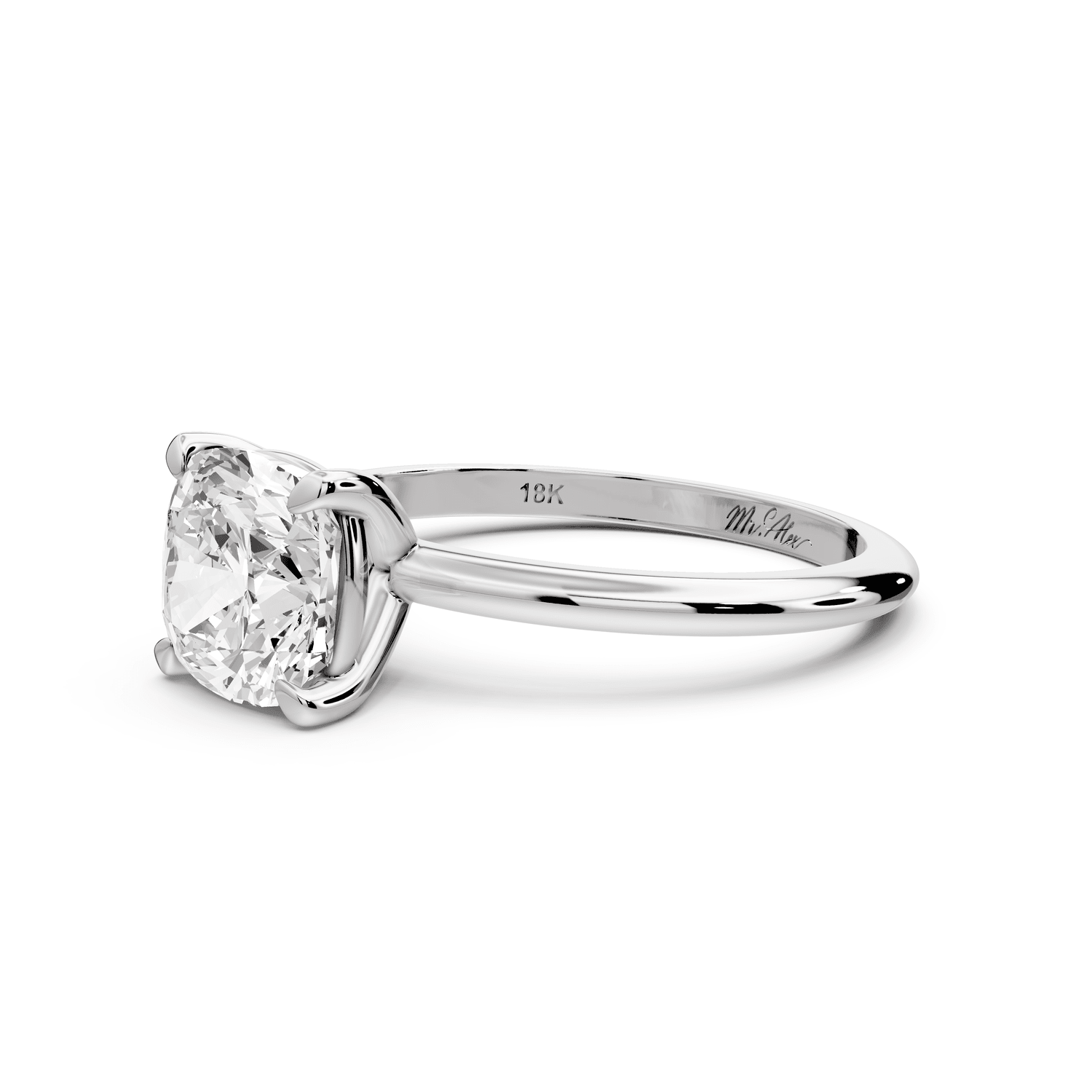Odessa - 2ct platinum cushion Knife Edge Solitaire Engagement Ring - Mr. Alex Jewelry