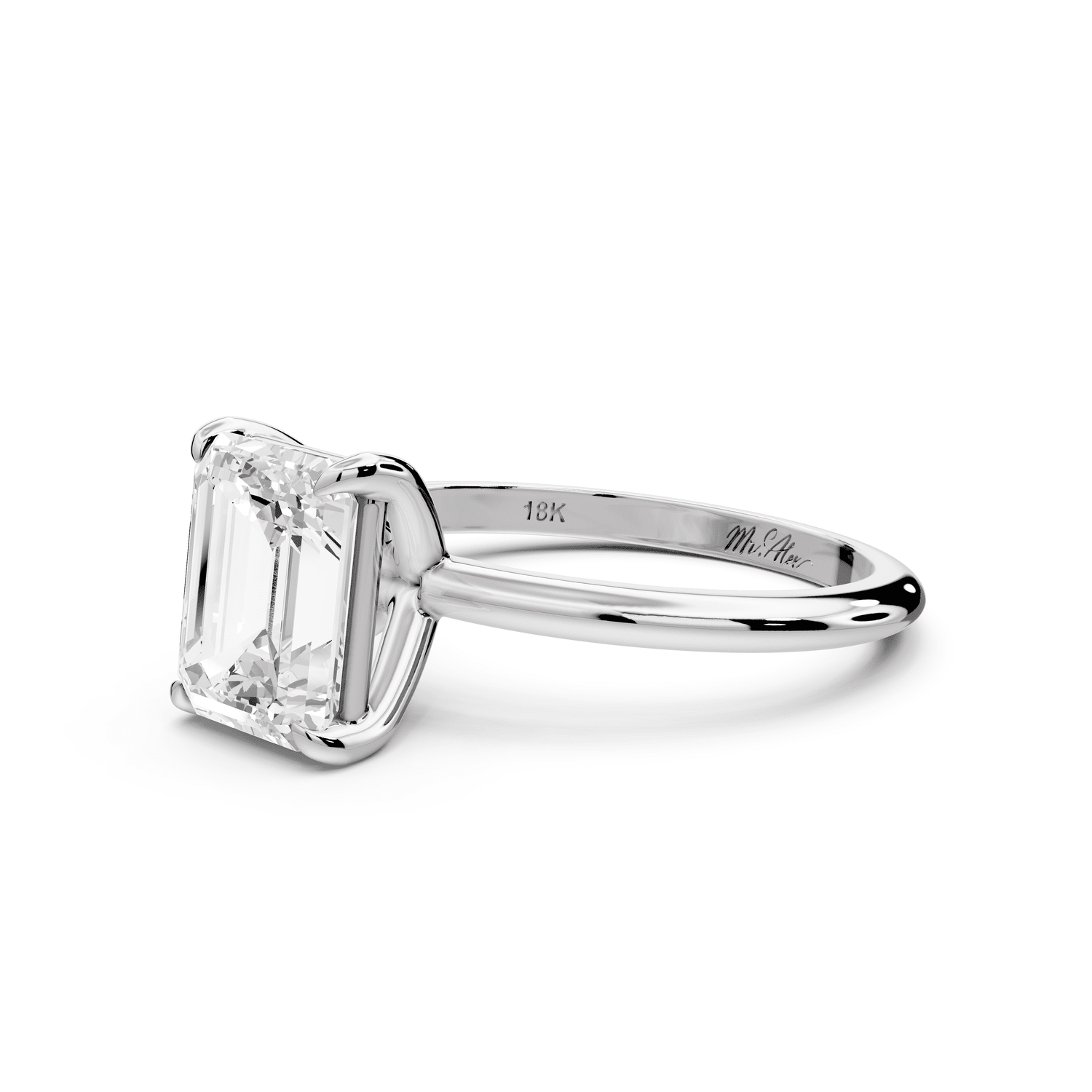 Odessa - 2ct platinum emerald Knife Edge Solitaire Engagement Ring - Mr. Alex Jewelry