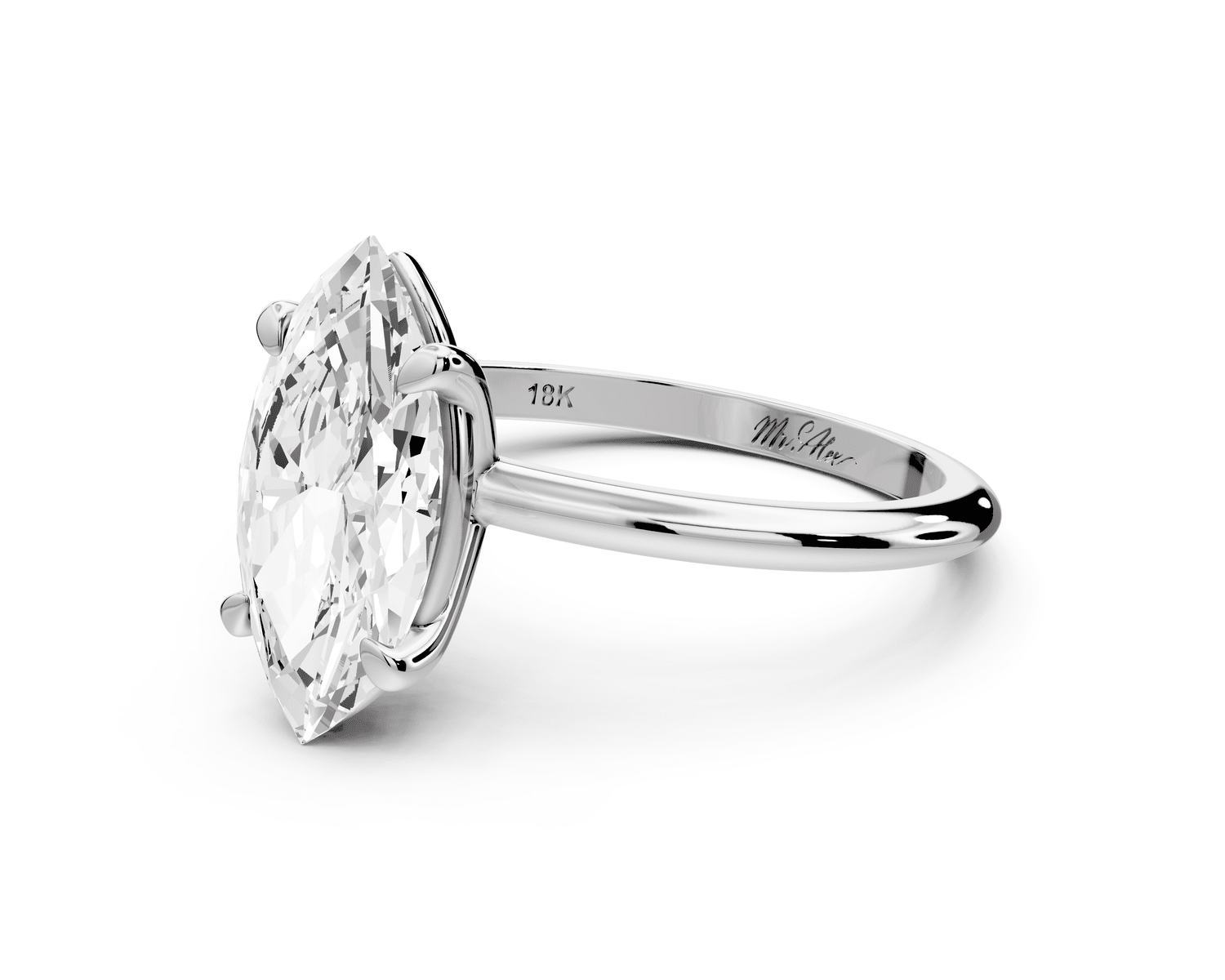 Odessa - 2ct platinum marquise Knife Edge Solitaire Engagement Ring - Mr. Alex Jewelry