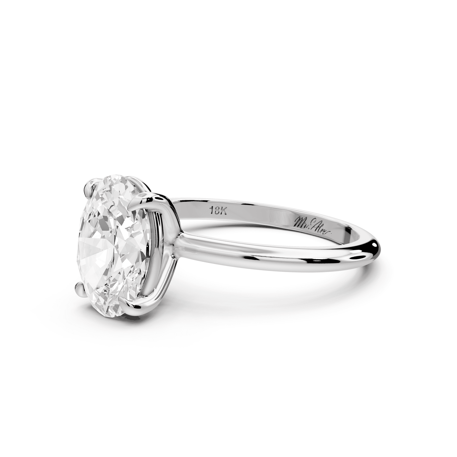 Odessa - 2ct platinum oval Knife Edge Solitaire Engagement Ring - Mr. Alex Jewelry