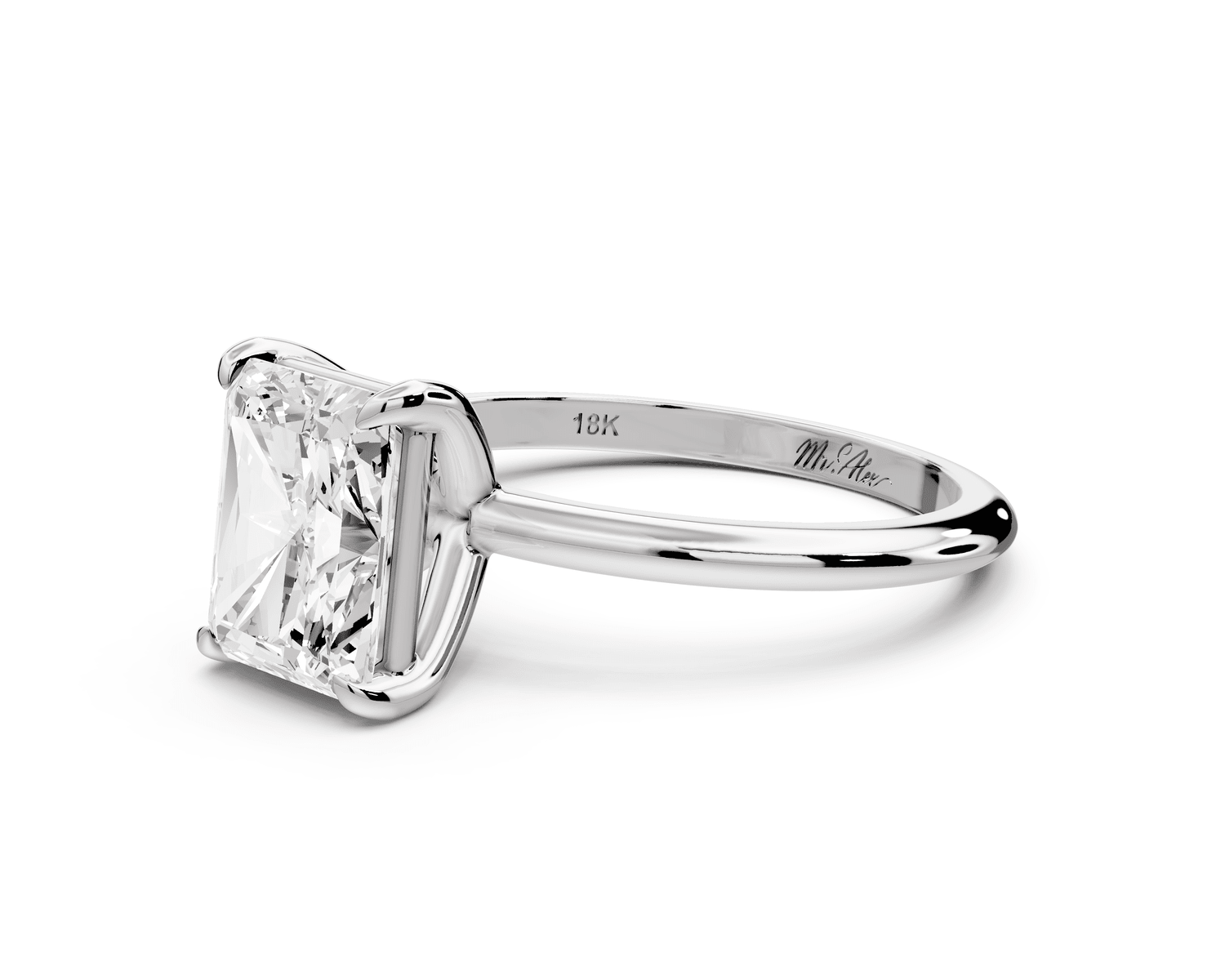 Odessa - 2ct platinum radiant Knife Edge Solitaire Engagement Ring - Mr. Alex Jewelry